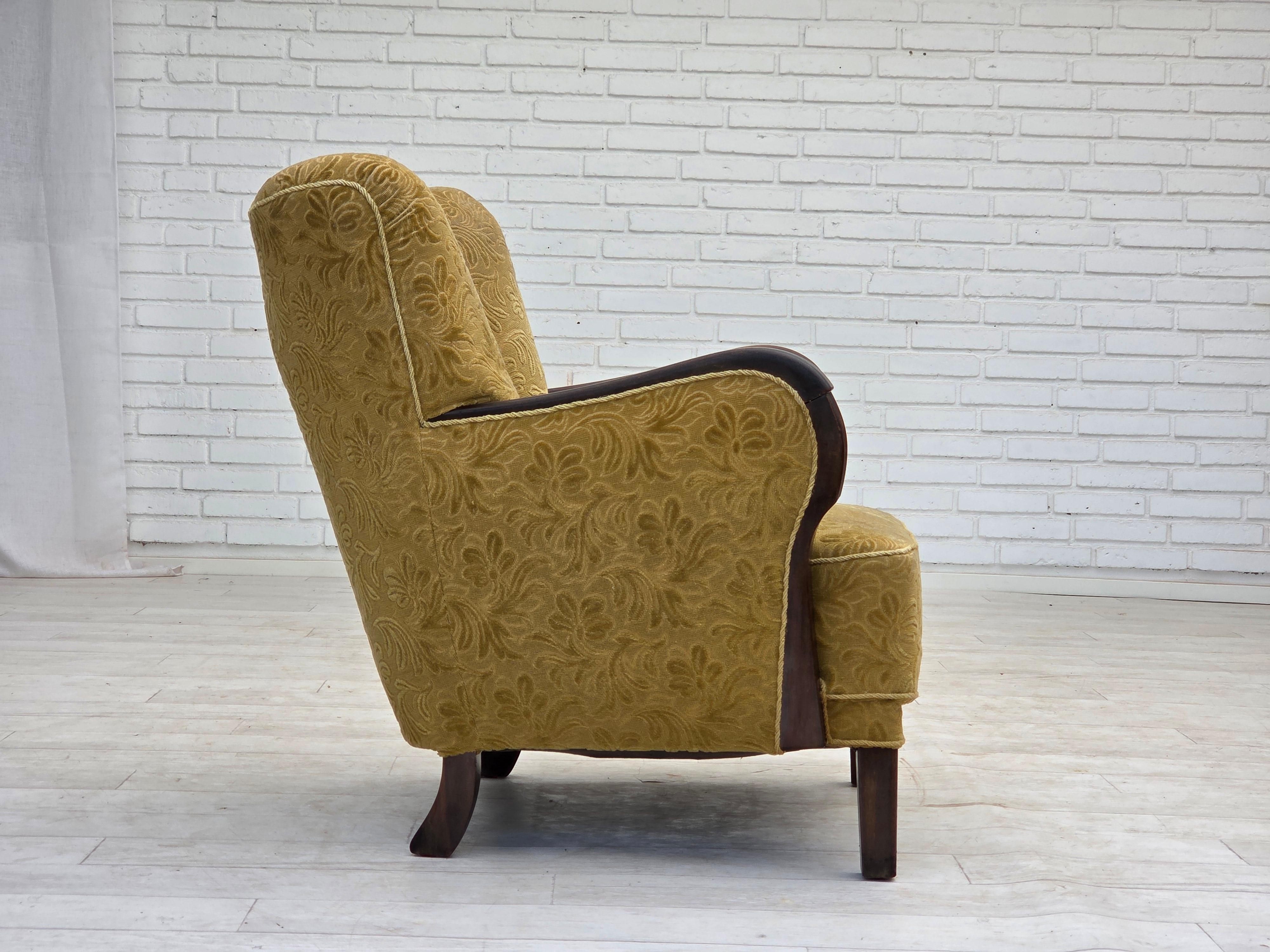 Dänisches Design, Sessel, Originalzustand, 1960er Jahre, Möbelstoff. im Angebot 3