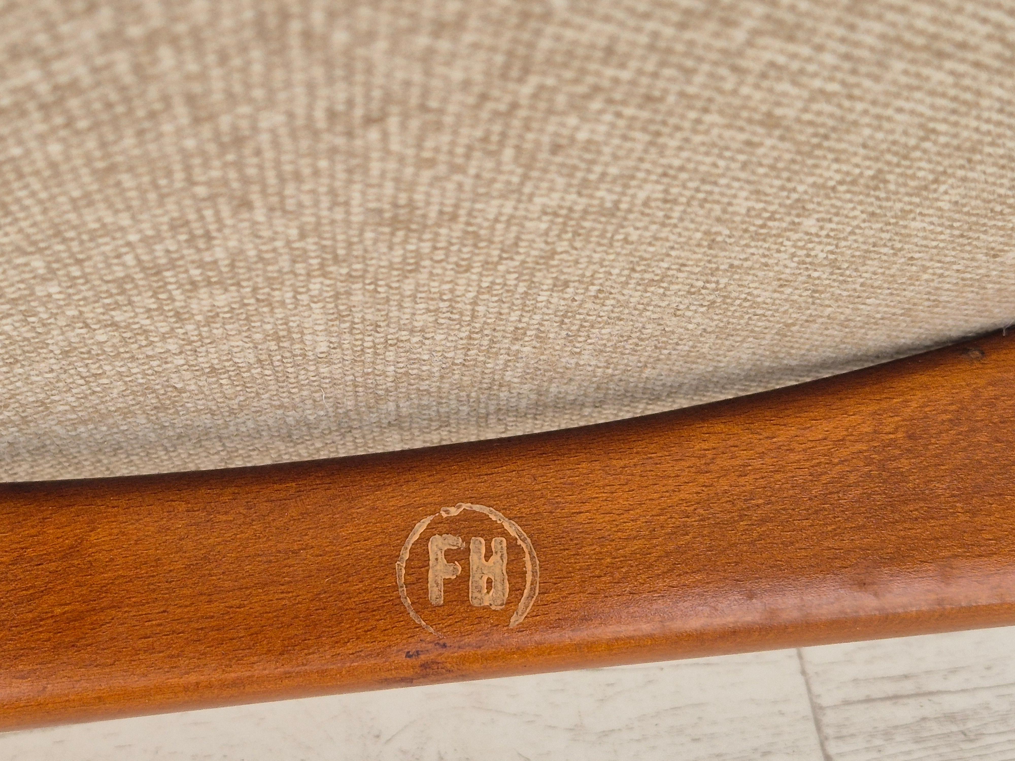 1960er Jahre, dänisches Design von Alf Svensson für Fritz Hansen, neu gepolsterter Einfachstuhl. im Angebot 3