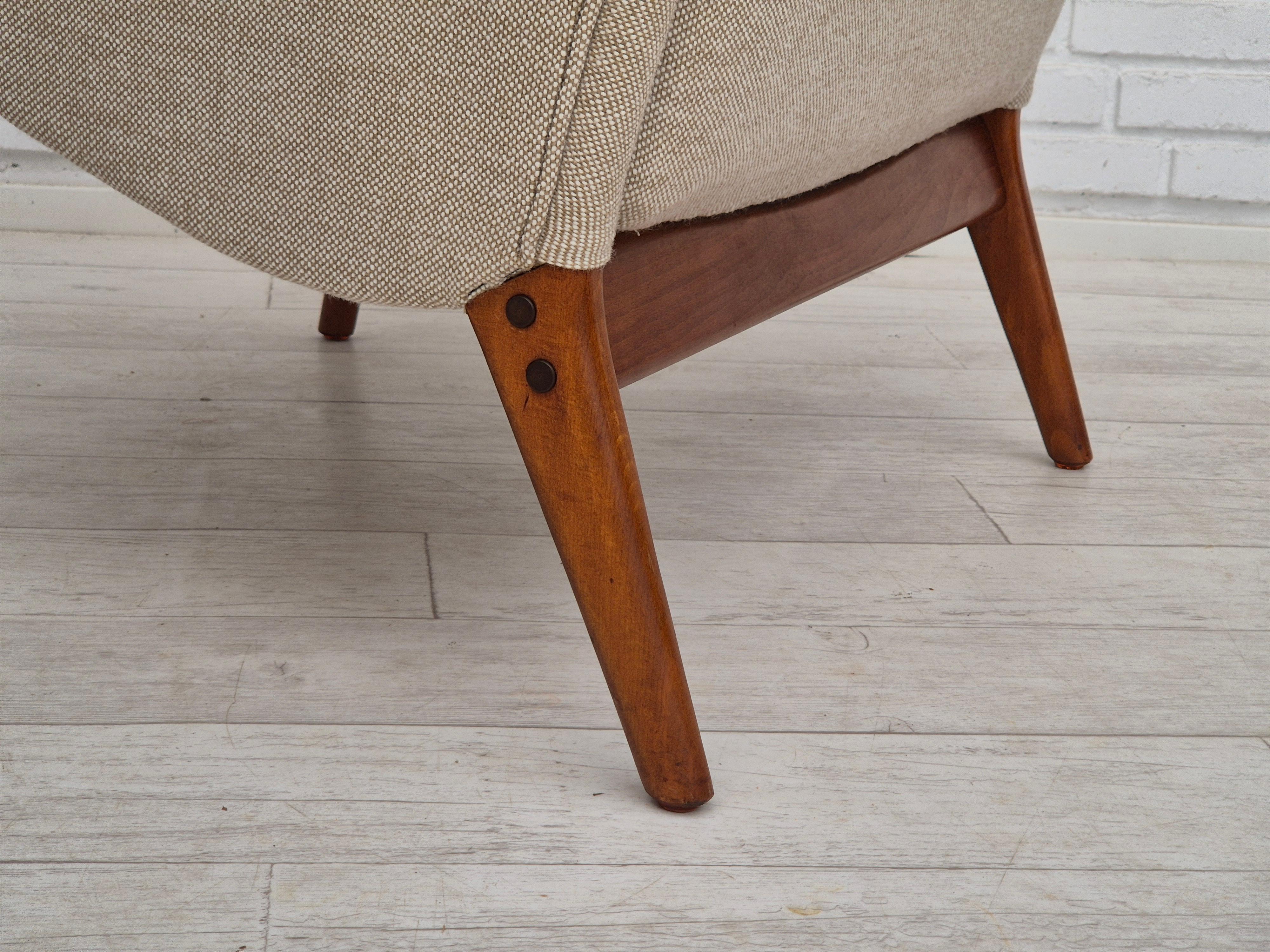 1960er Jahre, dänisches Design von Alf Svensson für Fritz Hansen, neu gepolsterter Einfachstuhl. im Angebot 4