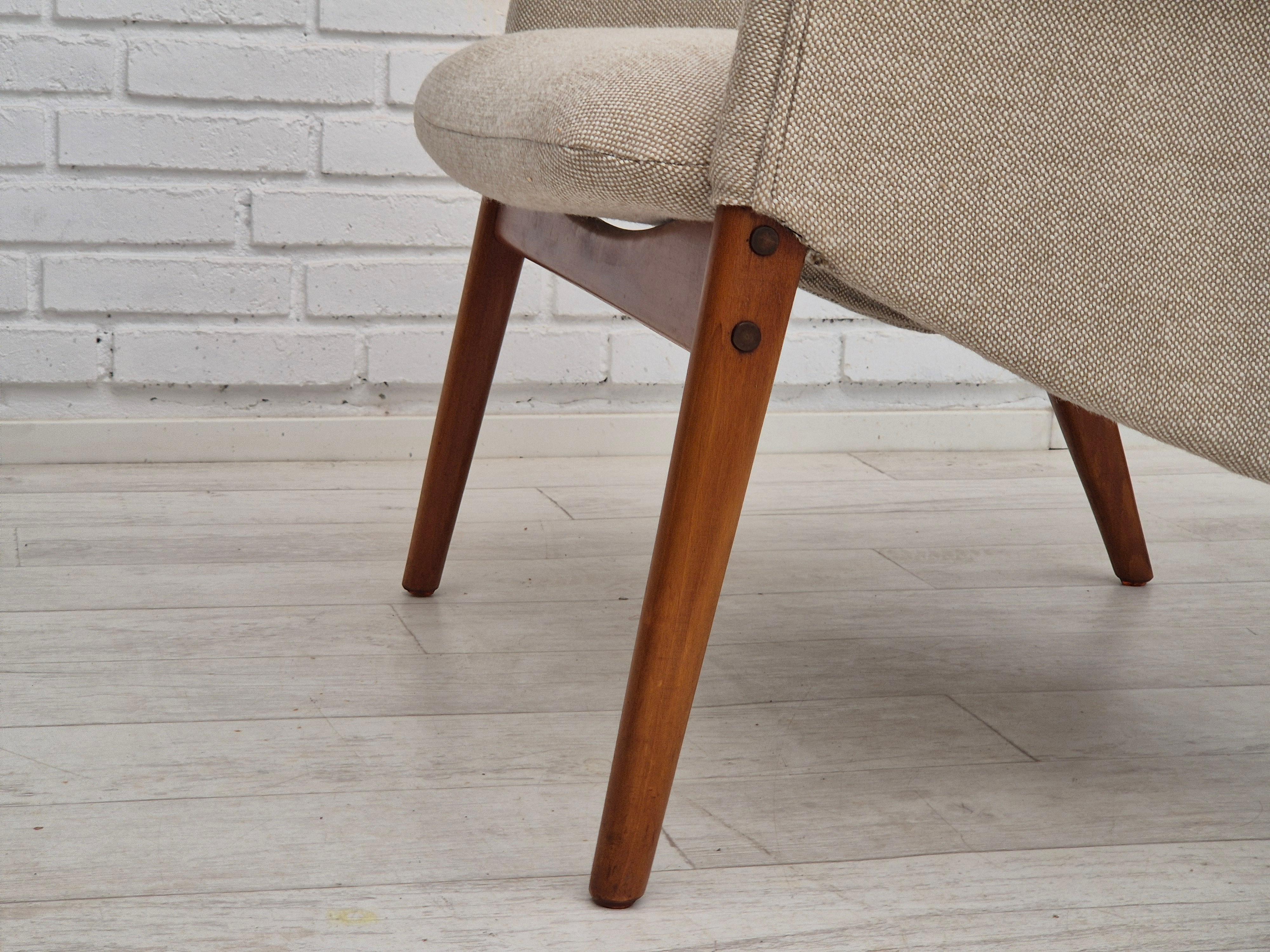 1960er Jahre, dänisches Design von Alf Svensson für Fritz Hansen, neu gepolsterter Einfachstuhl. im Angebot 5