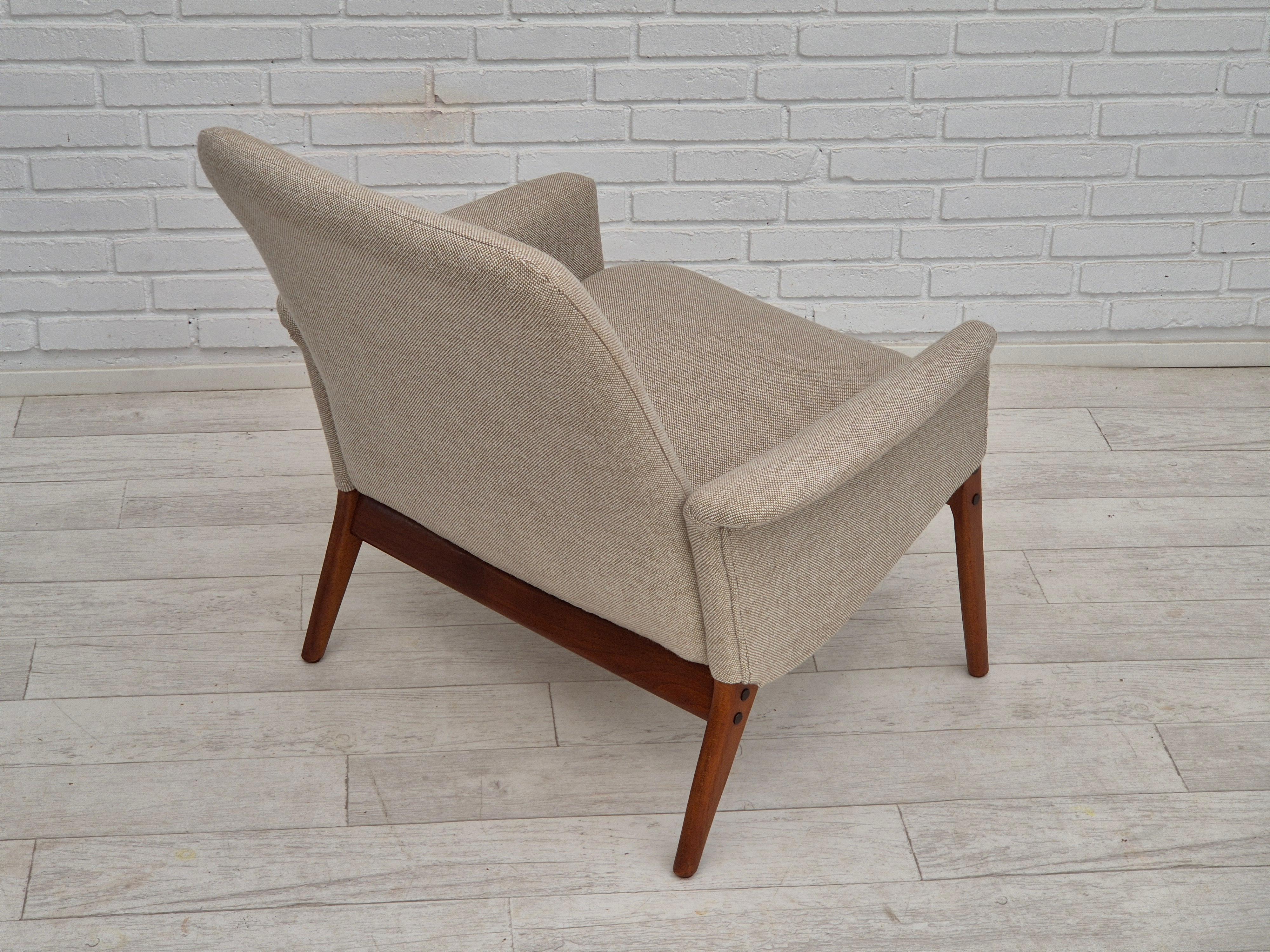 1960er Jahre, dänisches Design von Alf Svensson für Fritz Hansen, neu gepolsterter Einfachstuhl. im Angebot 8