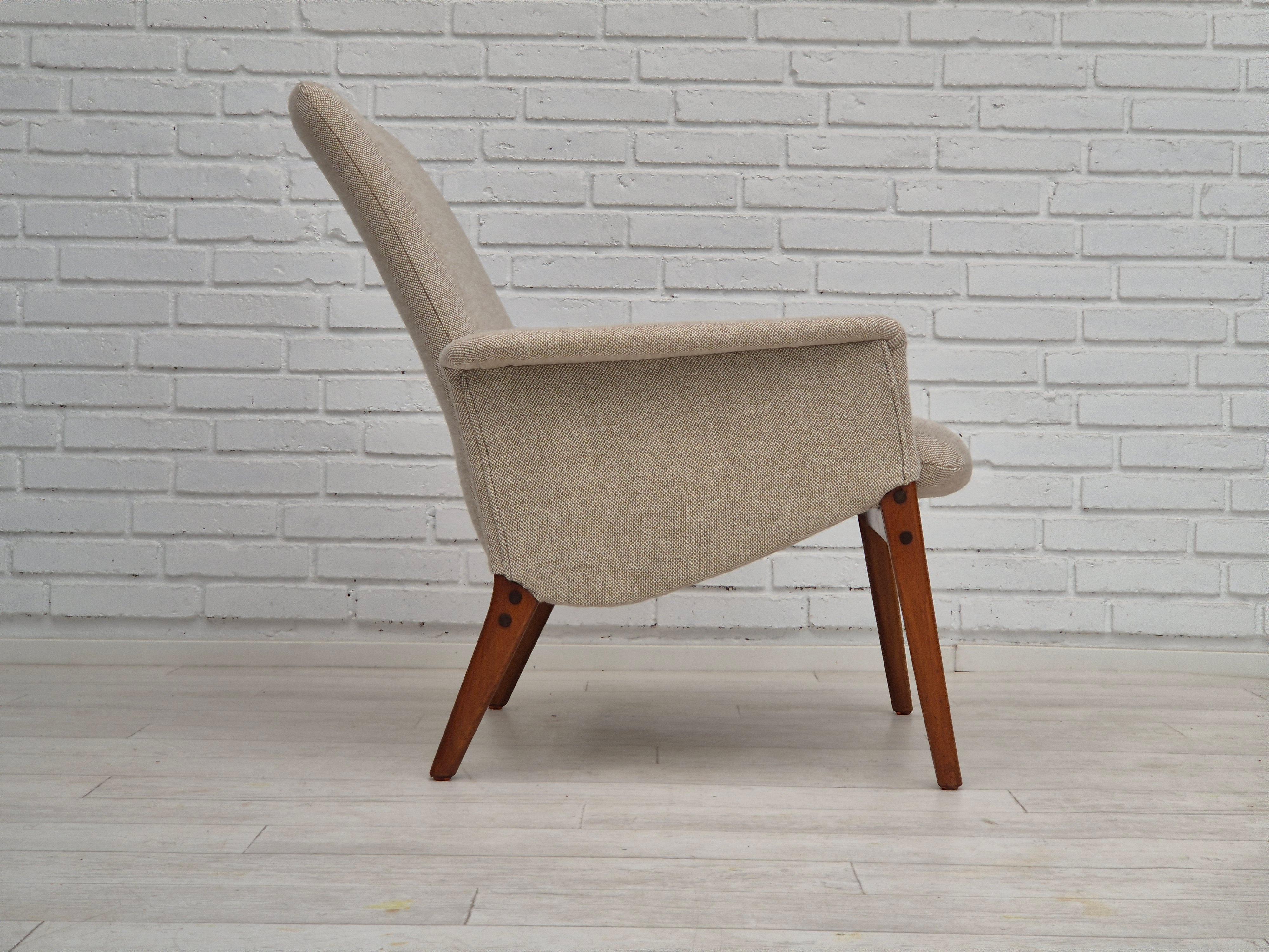 1960er Jahre, dänisches Design von Alf Svensson für Fritz Hansen, neu gepolsterter Einfachstuhl. (Dänisch) im Angebot