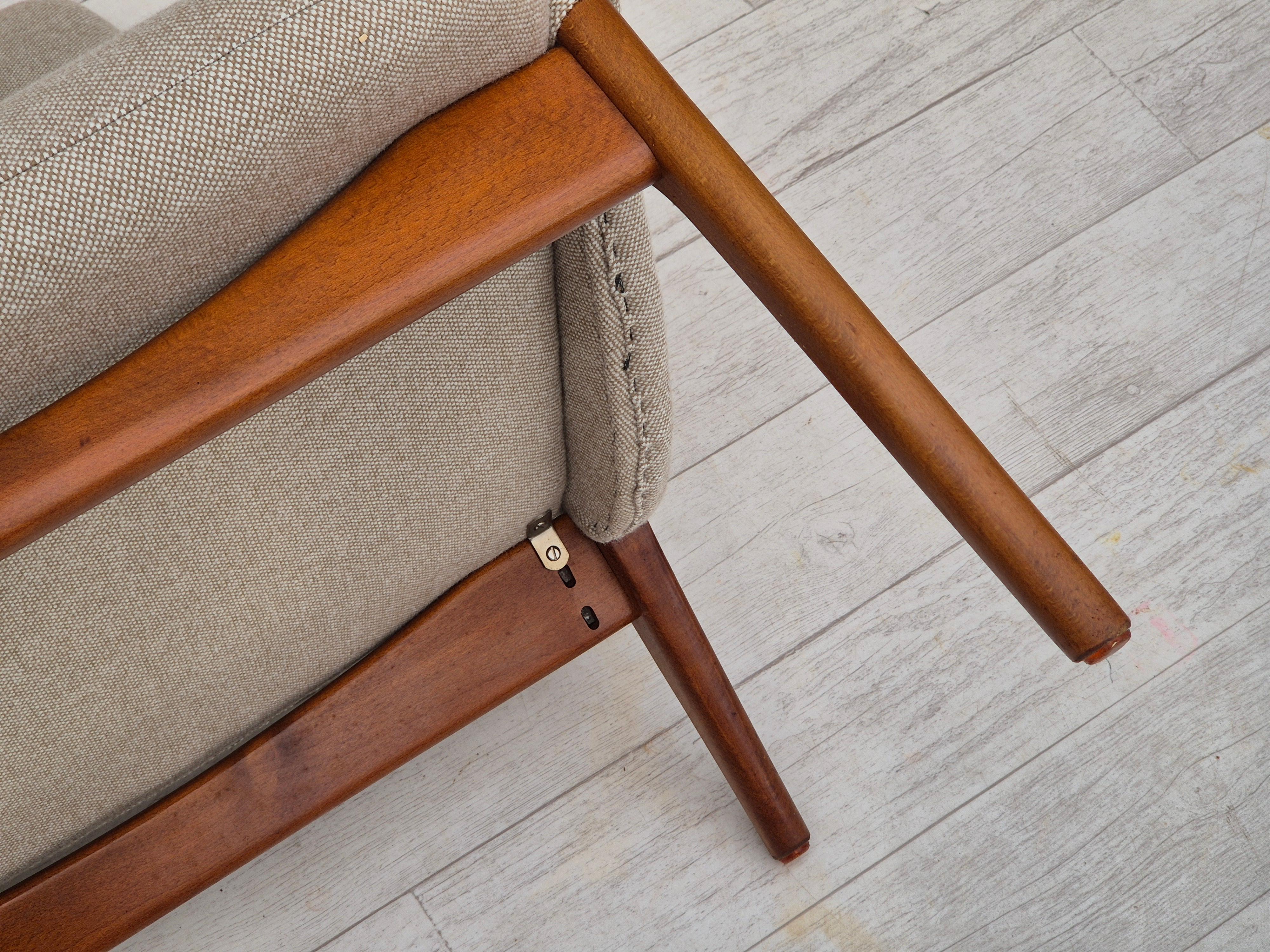 1960er Jahre, dänisches Design von Alf Svensson für Fritz Hansen, neu gepolsterter Einfachstuhl. im Angebot 2