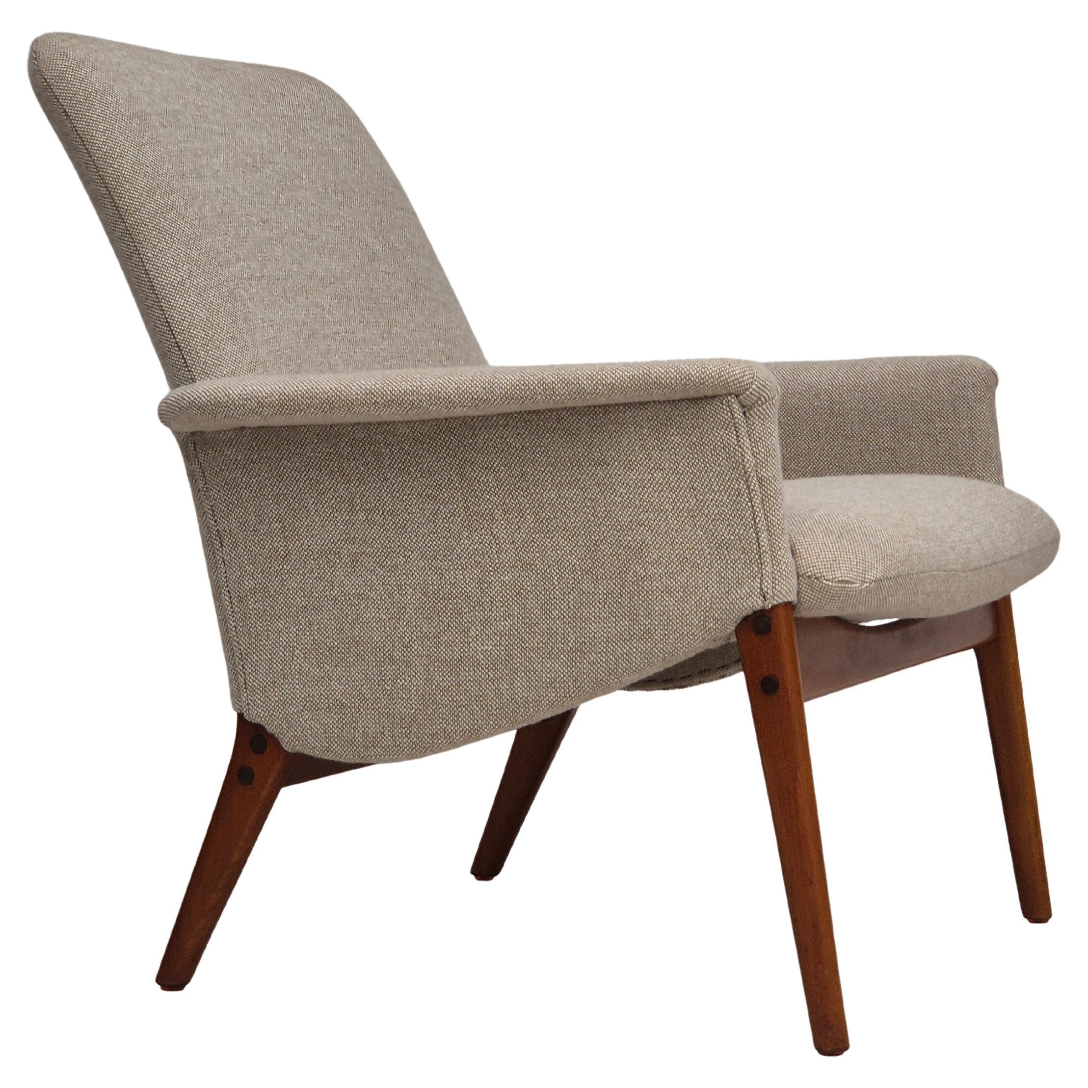 Des années 1960, design danois d'Alf Svensson pour Fritz Hansen, fauteuil rembourré et retapissé