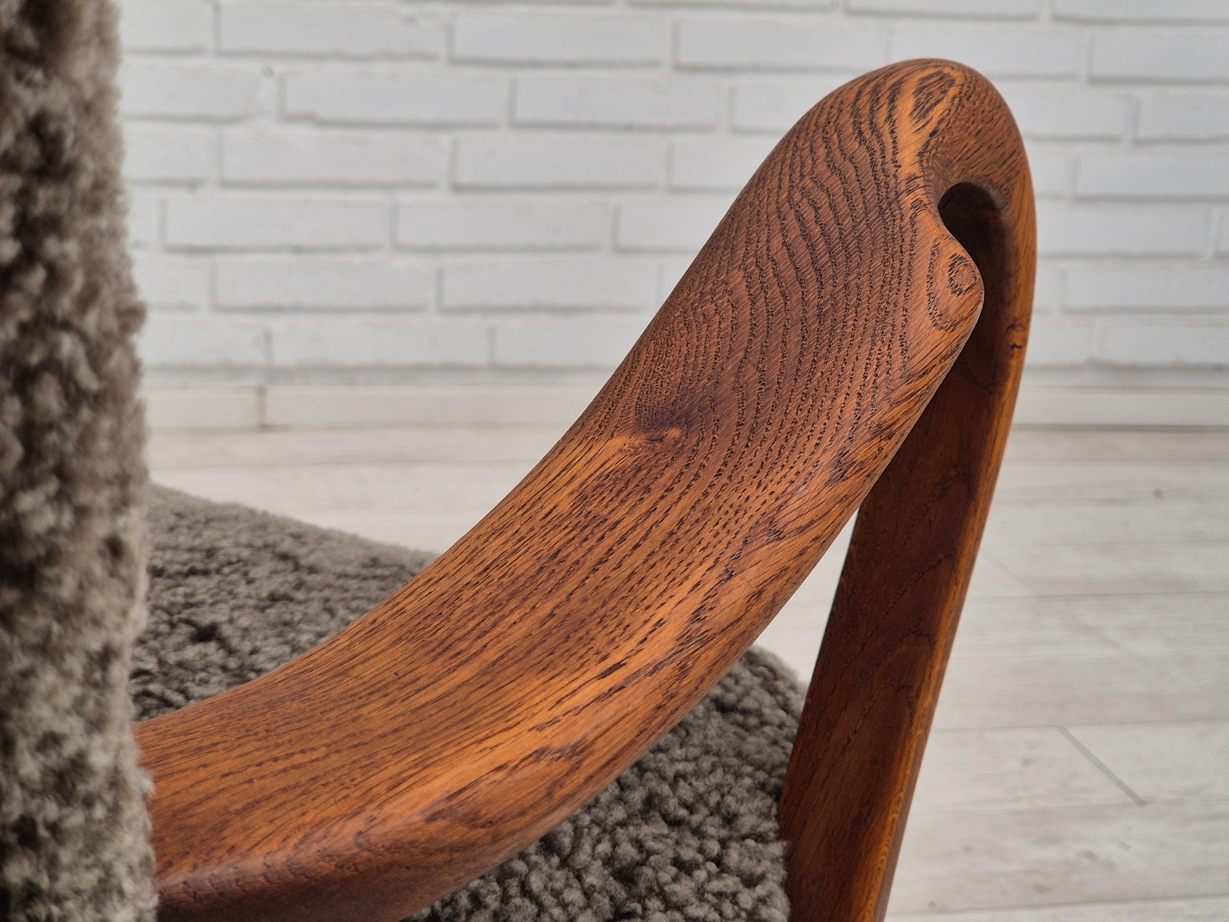 1960s, Danish design by Alfred Christensen, refupholstered armchair, sheepskin. 4