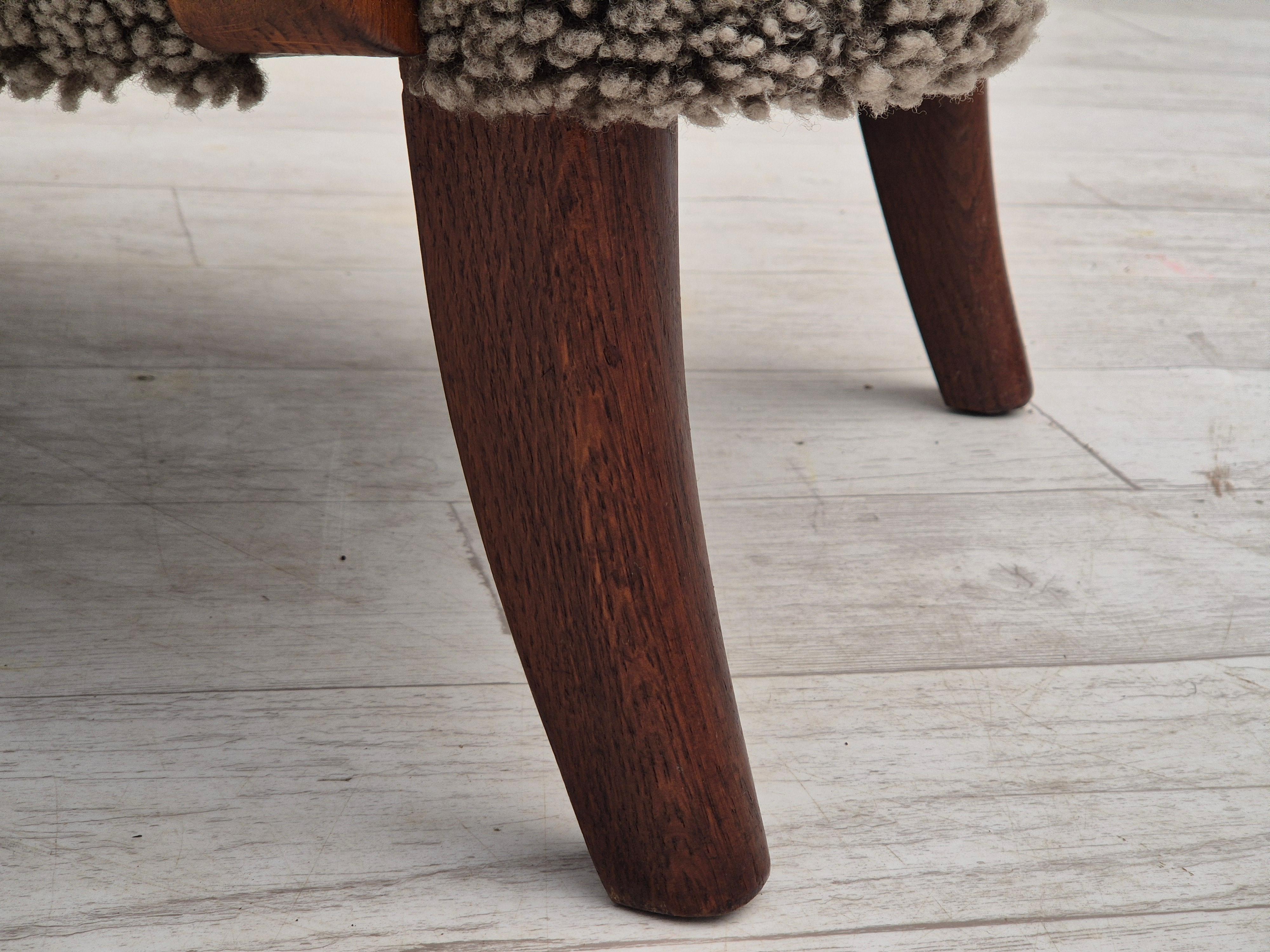 1960s, Danish design by Alfred Christensen, refupholstered armchair, sheepskin. 7