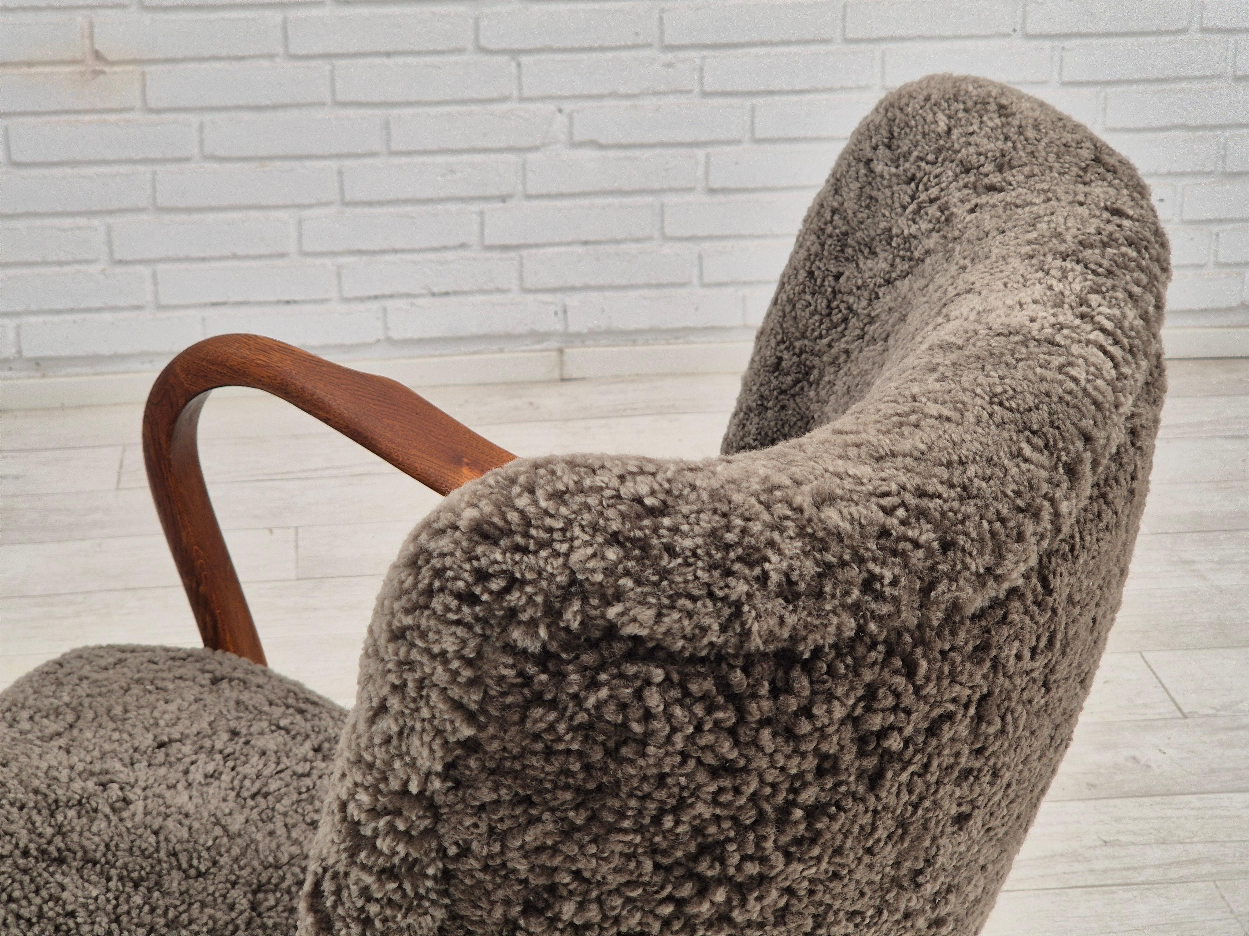 1960s, Danish design by Alfred Christensen, refupholstered armchair, sheepskin. 12
