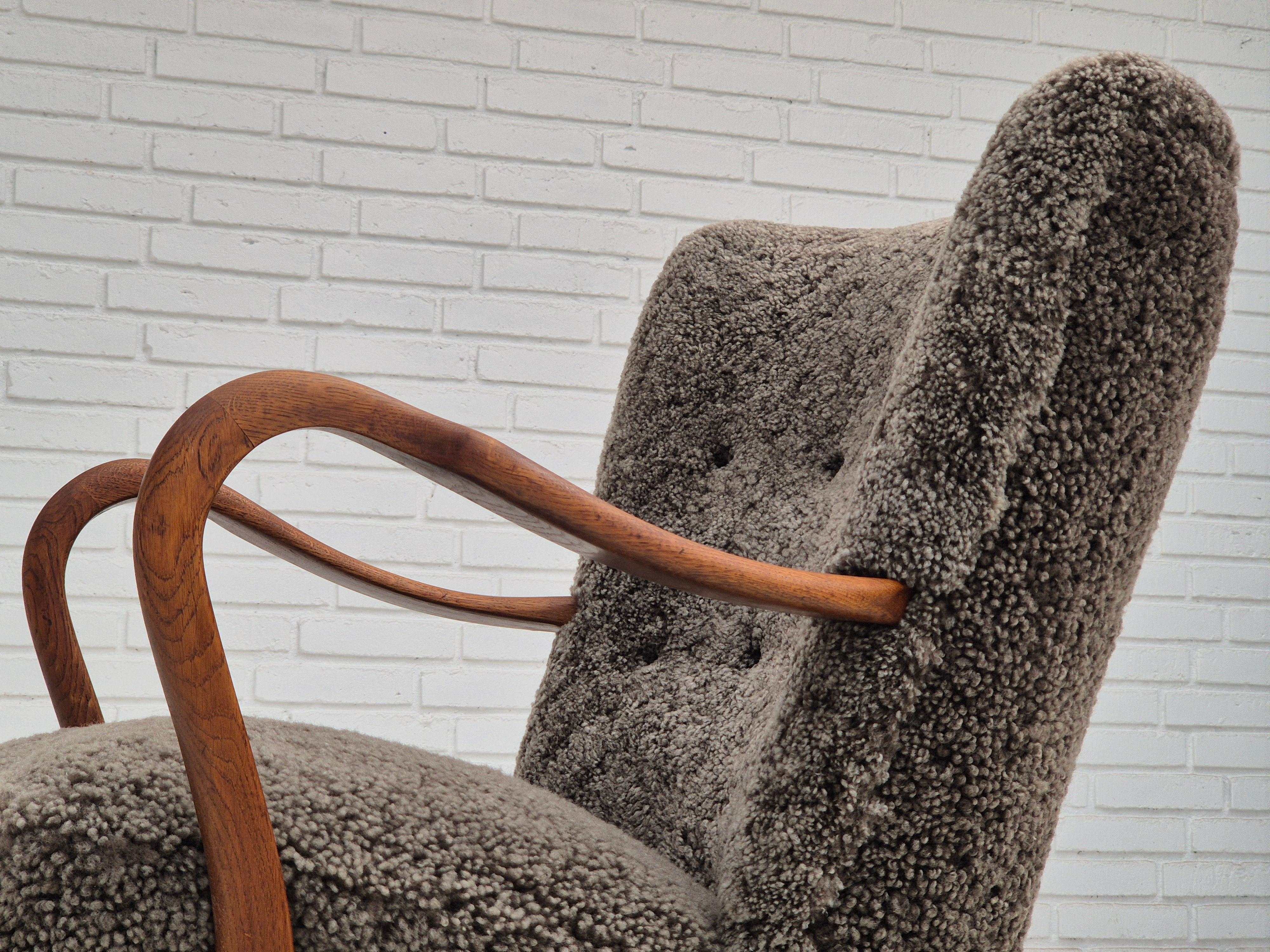1960s, Danish design by Alfred Christensen, refupholstered armchair, sheepskin. 14