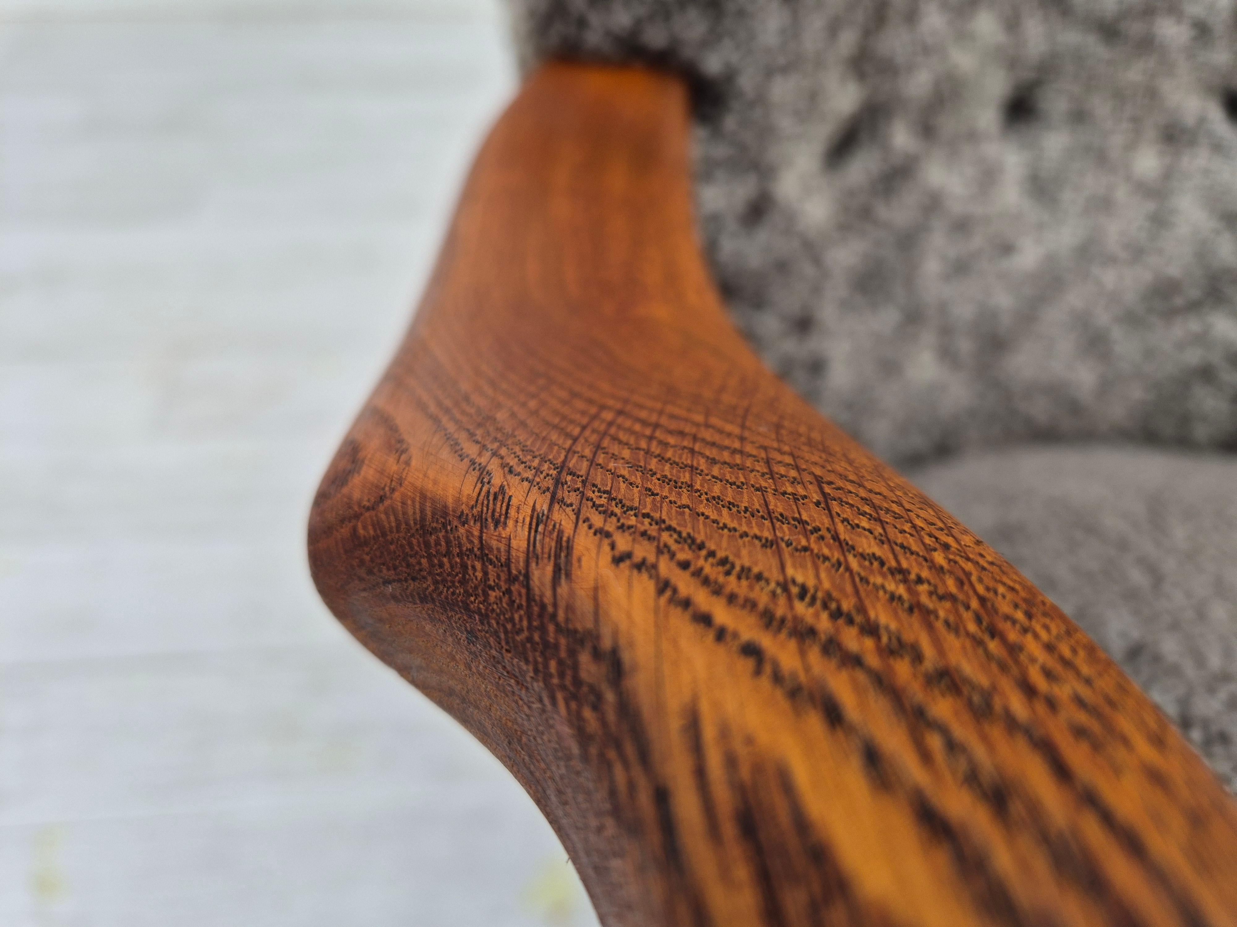 1960s, Danish design by Alfred Christensen, refupholstered armchair, sheepskin. 3