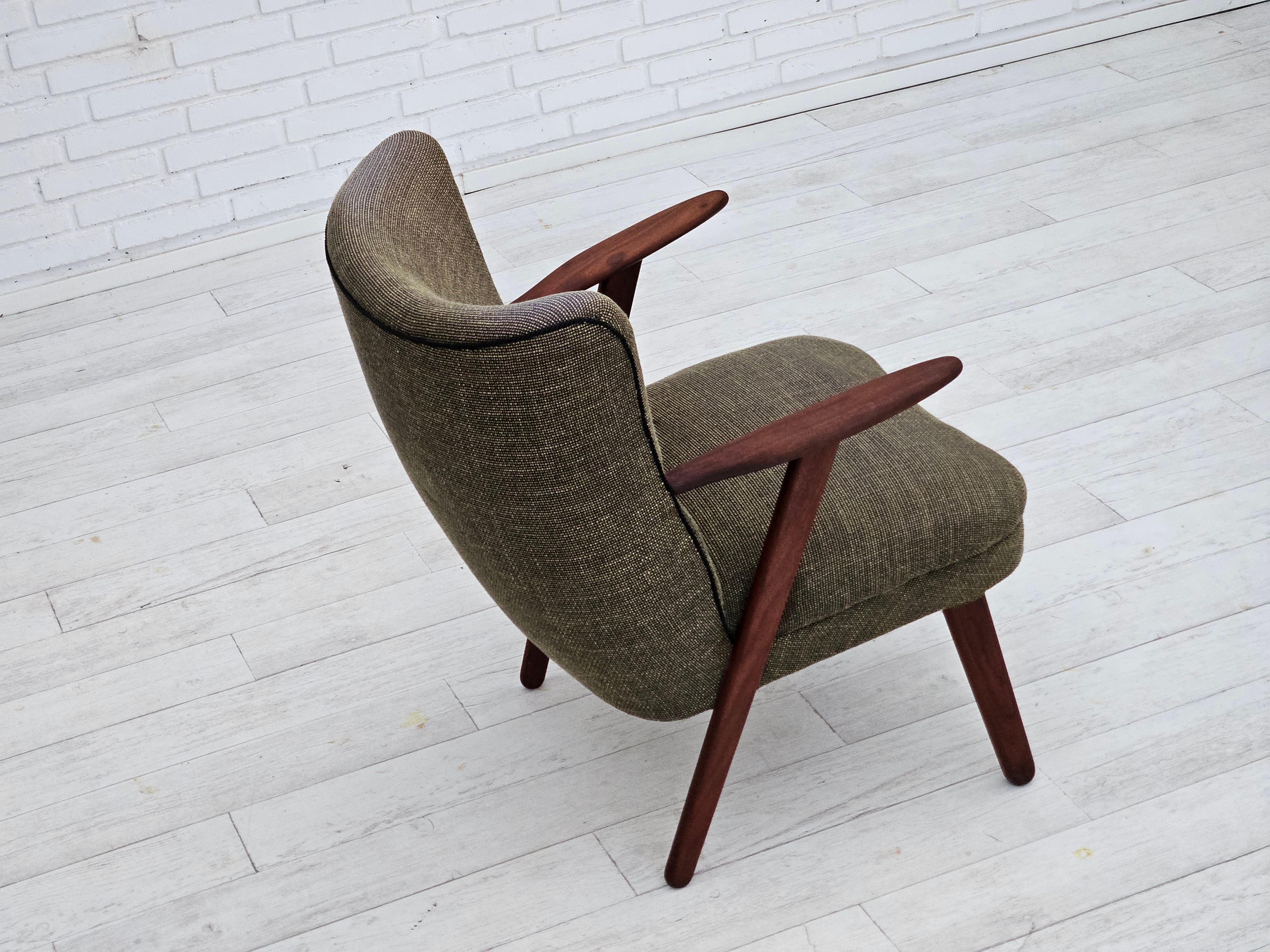 Anni '60, design danese di Erhardsen & Andersen, poltrona, mobili in lana. In condizioni buone in vendita a Tarm, 82