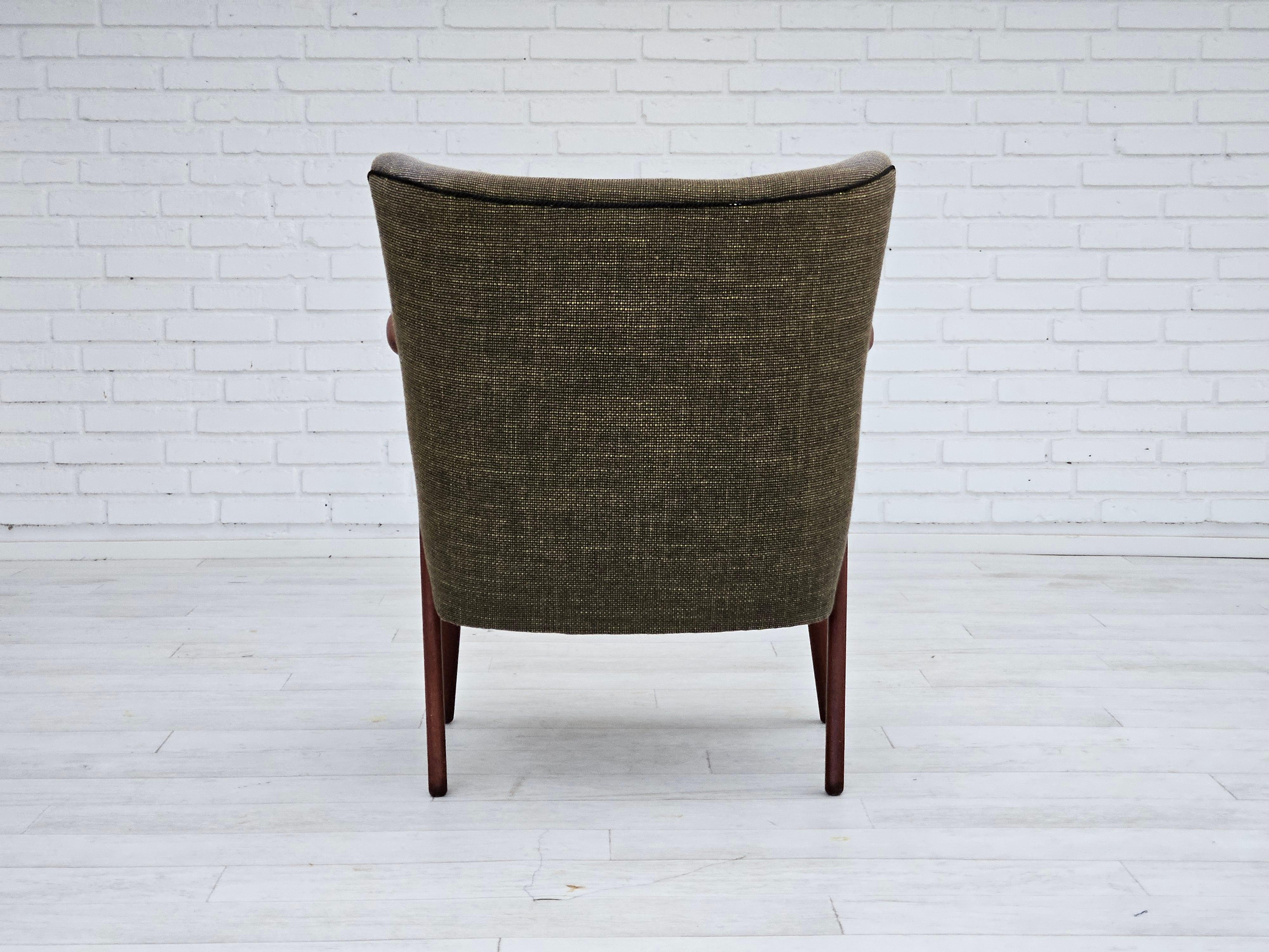 Metà XX secolo Anni '60, design danese di Erhardsen & Andersen, poltrona, mobili in lana. in vendita