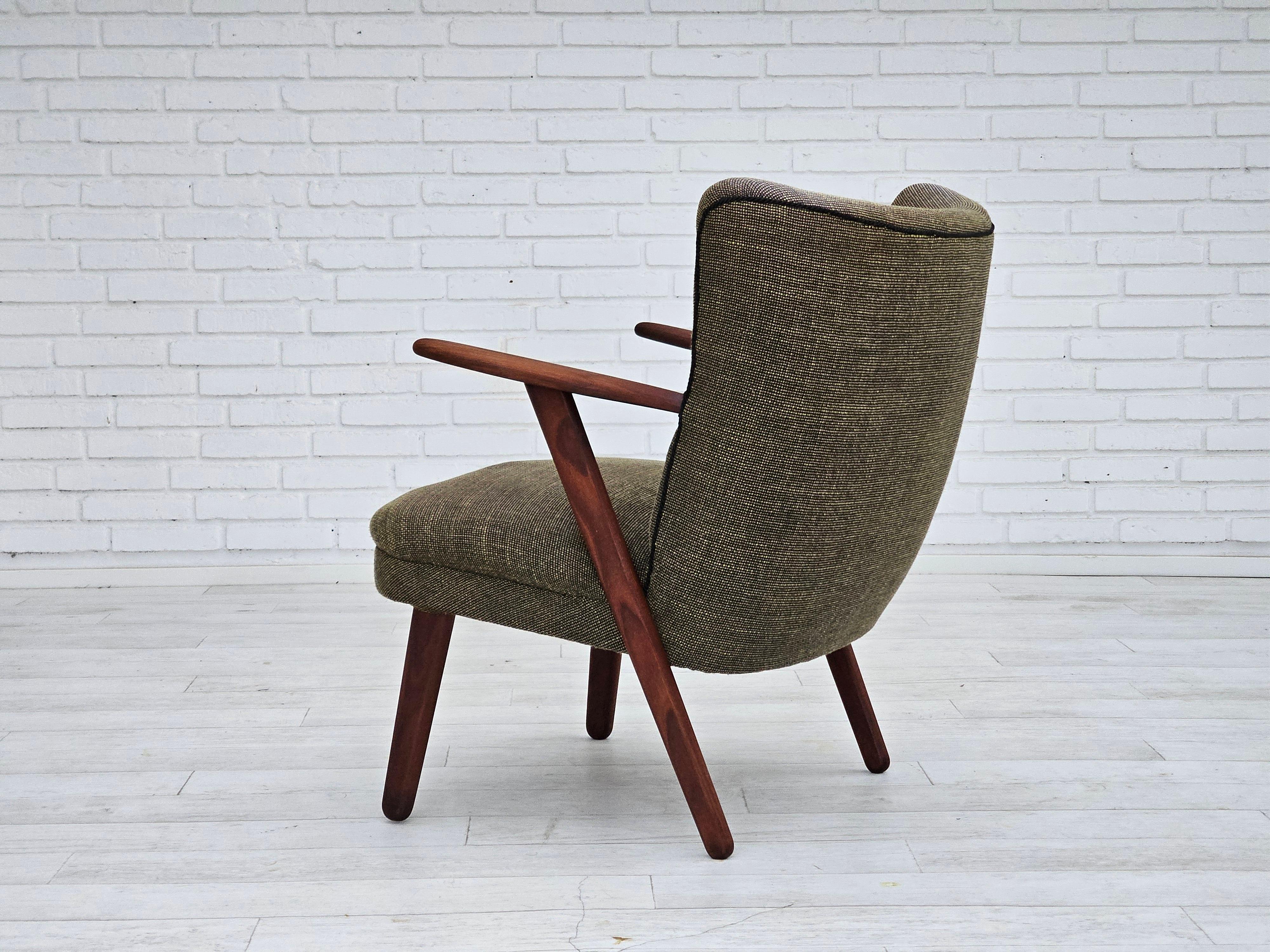 Lana Anni '60, design danese di Erhardsen & Andersen, poltrona, mobili in lana. in vendita