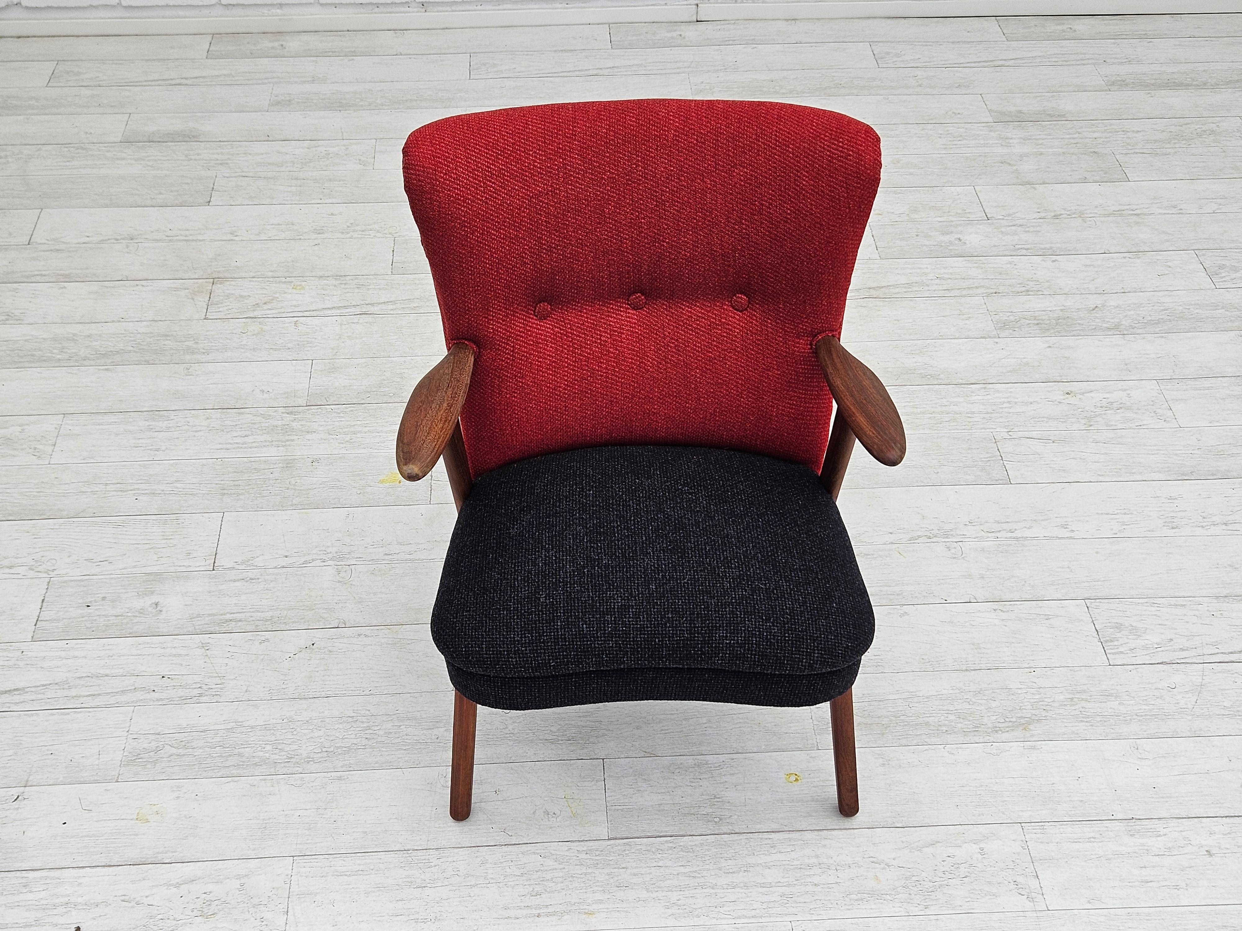 1960s, Danish design by Erhardsen & Andersen, reupholstered armchair, furniture  For Sale 4