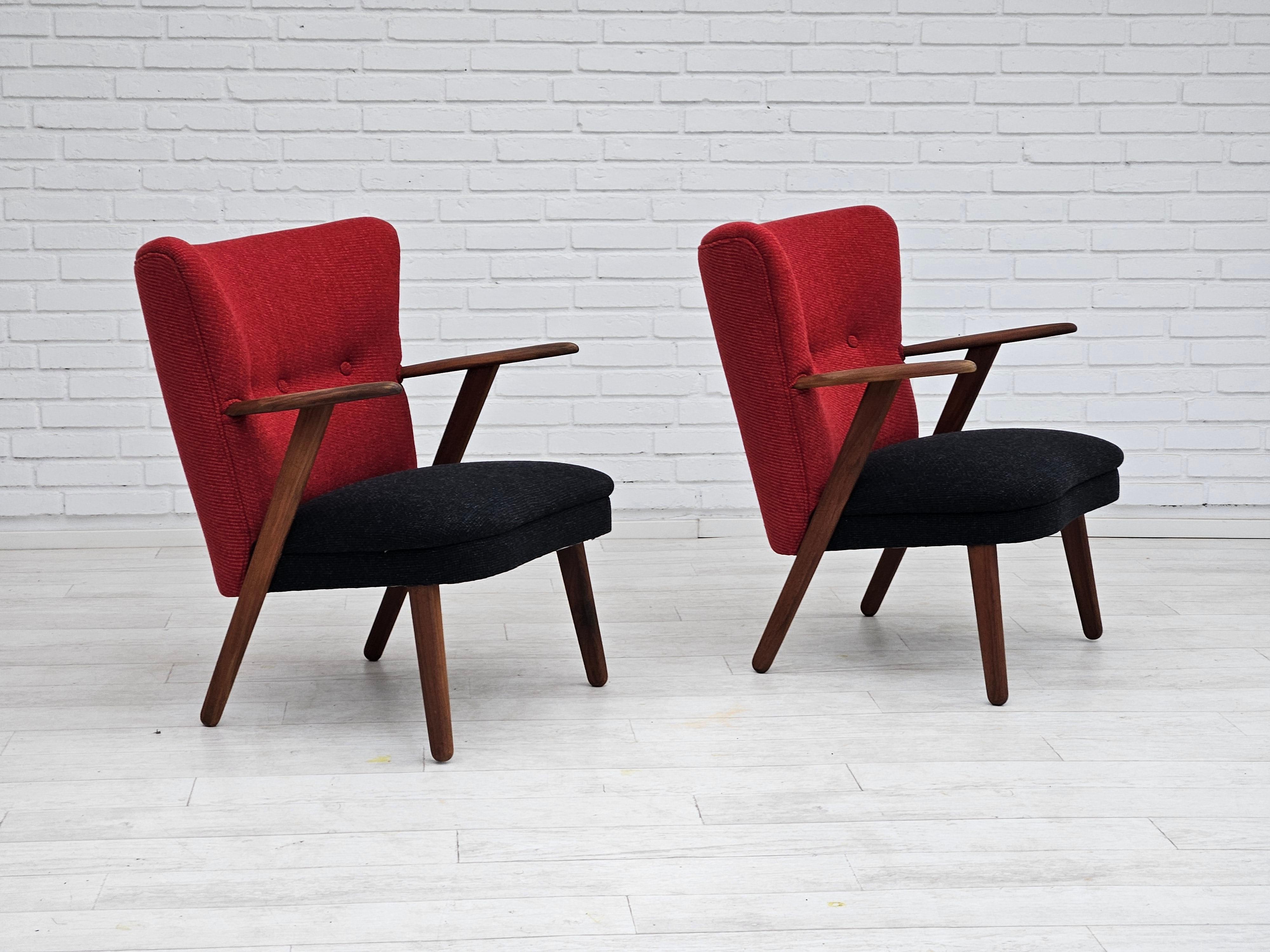 Scandinavian Modern 1960s, Danish design by Erhardsen & Andersen, reupholstered armchair, furniture  For Sale