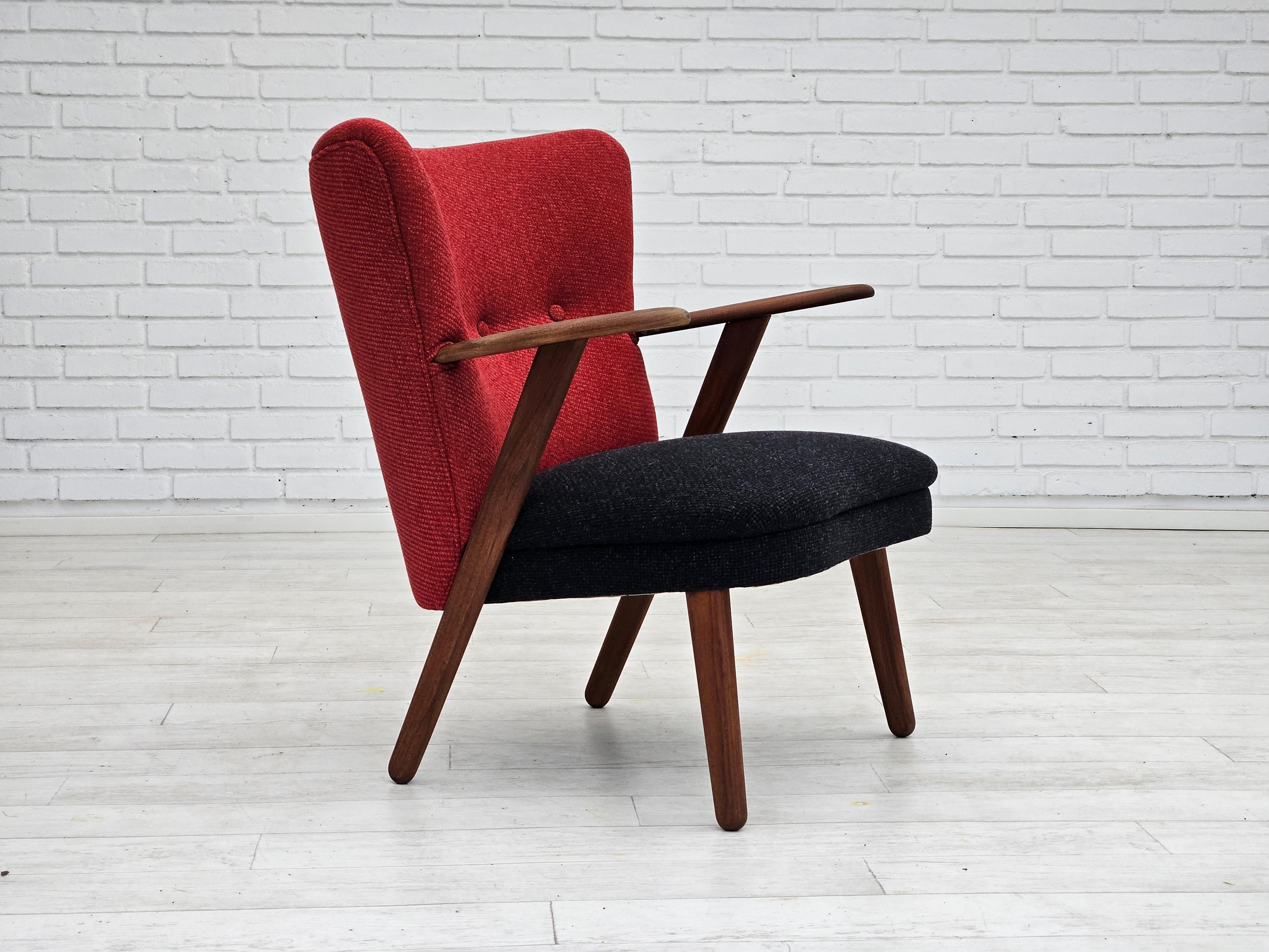 Mid-20th Century 1960s, Danish design by Erhardsen & Andersen, reupholstered armchair, furniture  For Sale