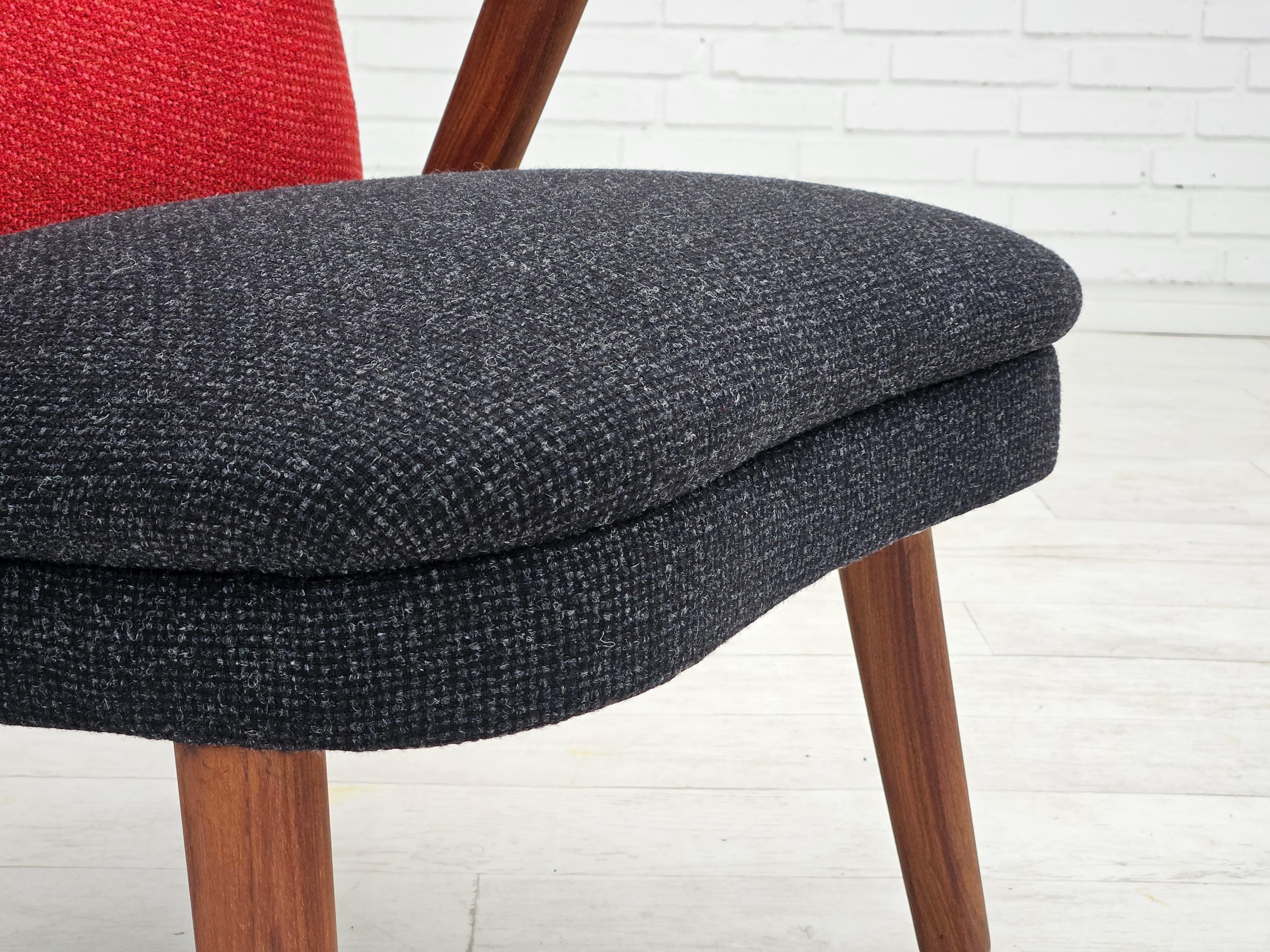 Wool 1960s, Danish design by Erhardsen & Andersen, reupholstered armchair, furniture  For Sale