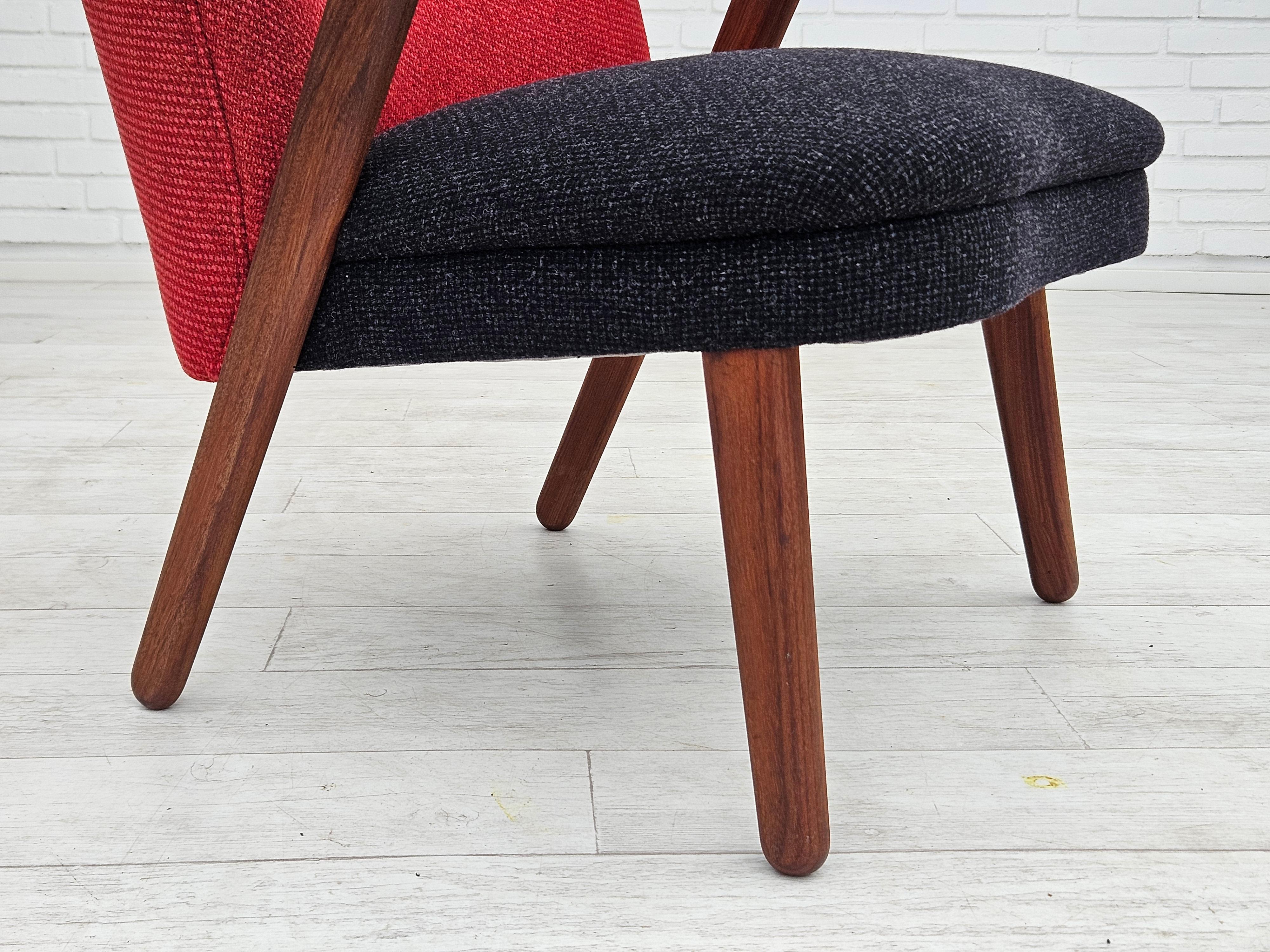 1960er Jahre, Dänisches Design von Erhardsen & Andersen, neu gepolsterter Sessel, Möbel  (Wolle) im Angebot