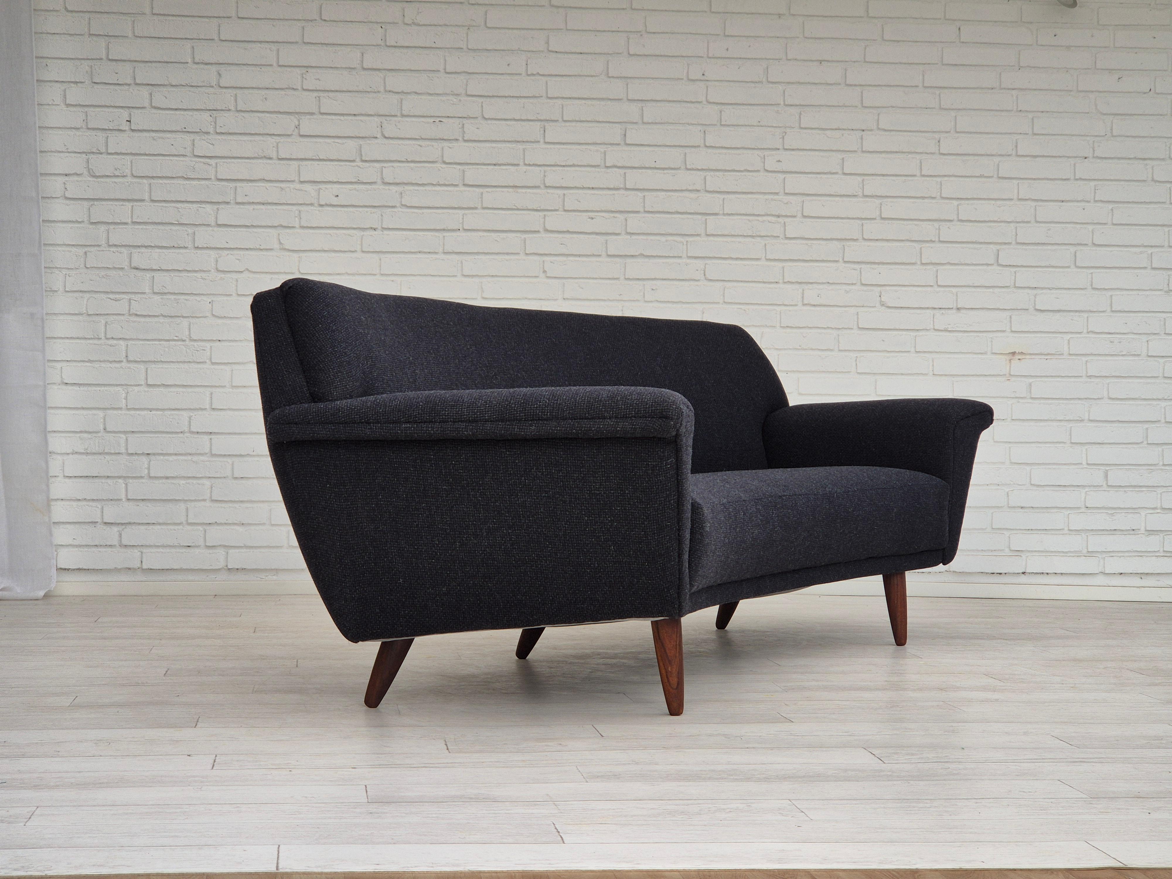 Scandinavian Modern 1960s, Danish design by Georg Thams, reupholstered 3 seater sofa. For Sale