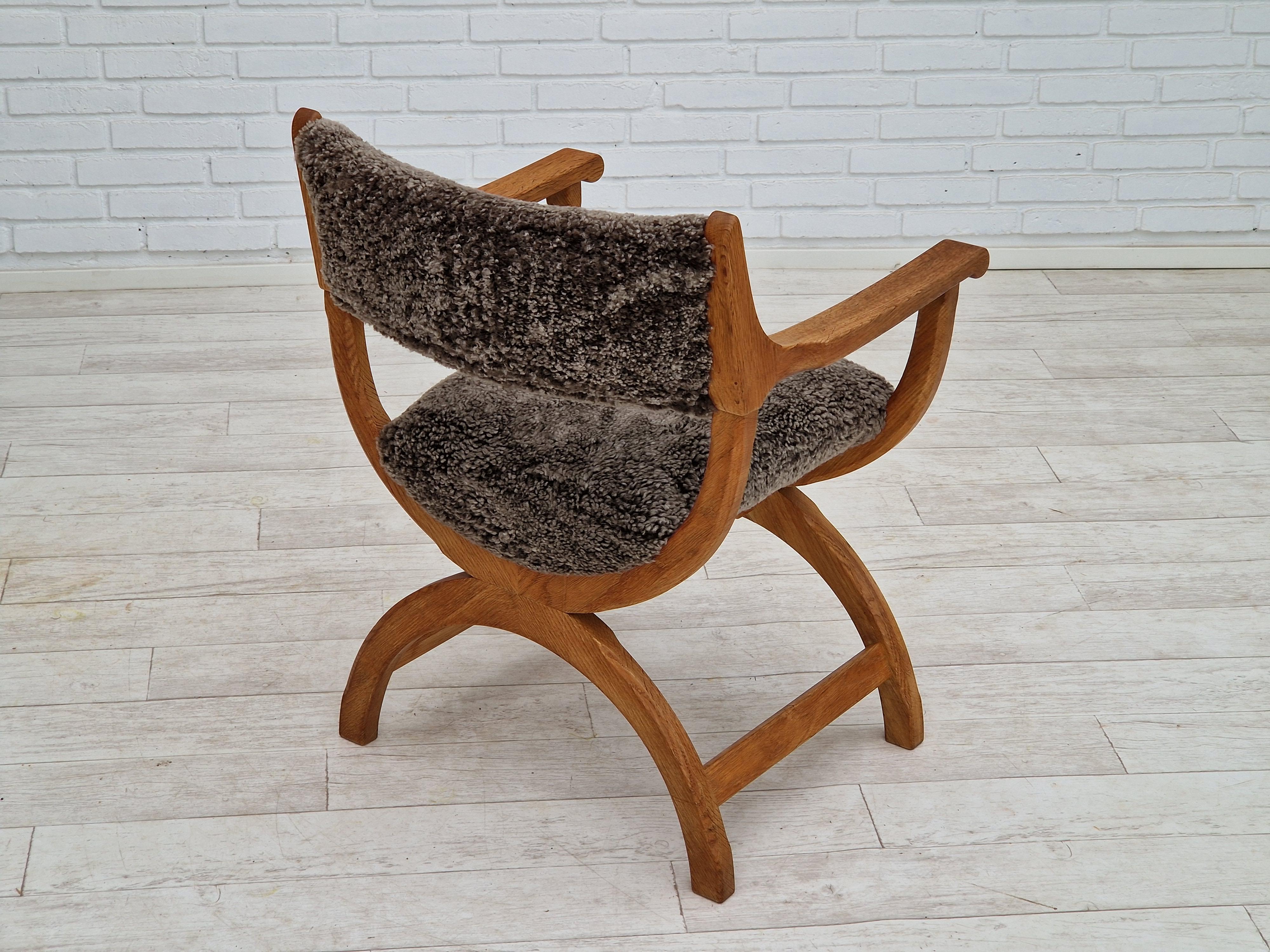 Sheepskin 1960s, Danish design by Henning Kjærnulf, chair model 