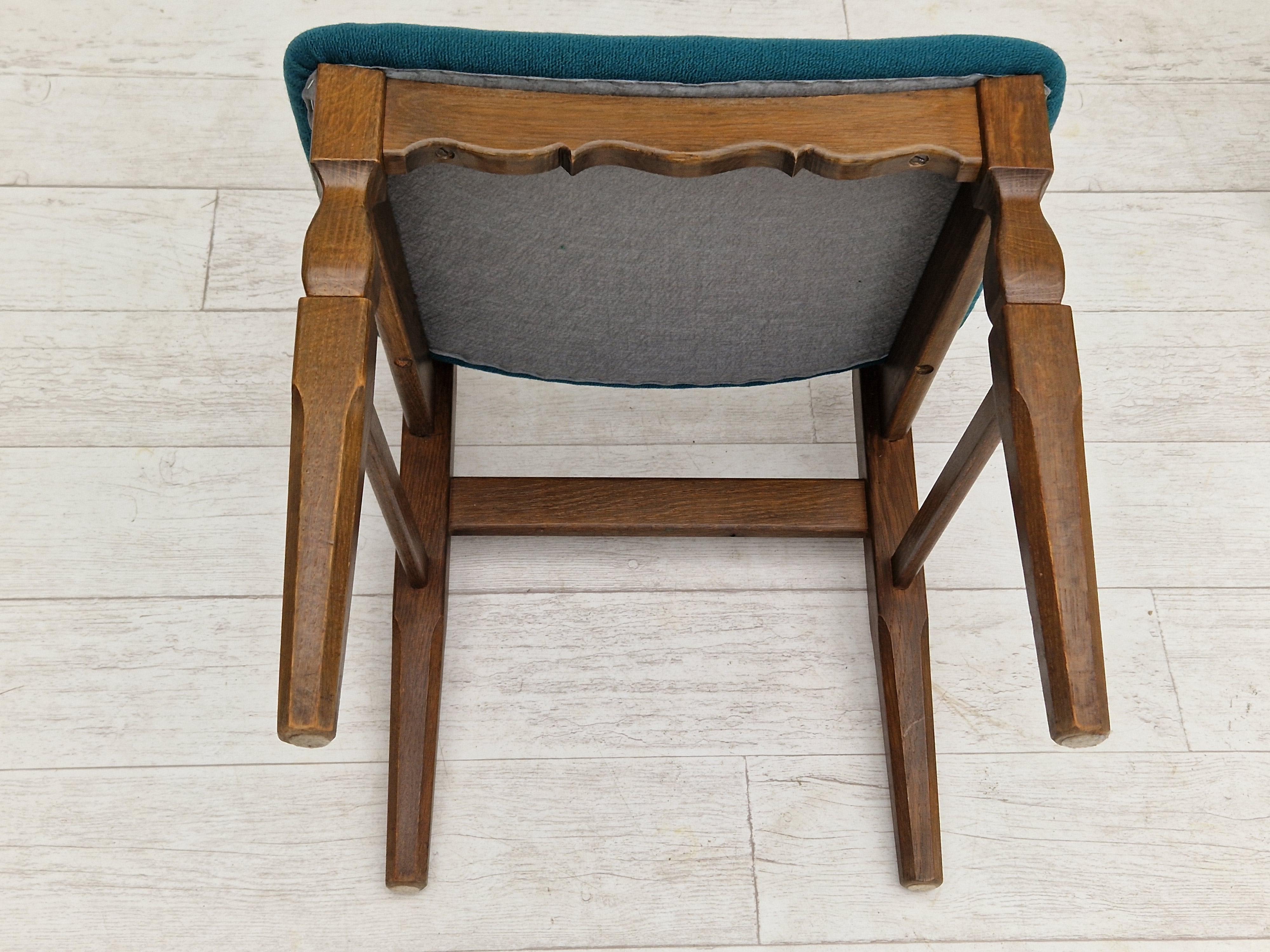 1960s, Danish Design by Henning Kjærnulf, Pair of Chairs, Wool, Oak Wood 5