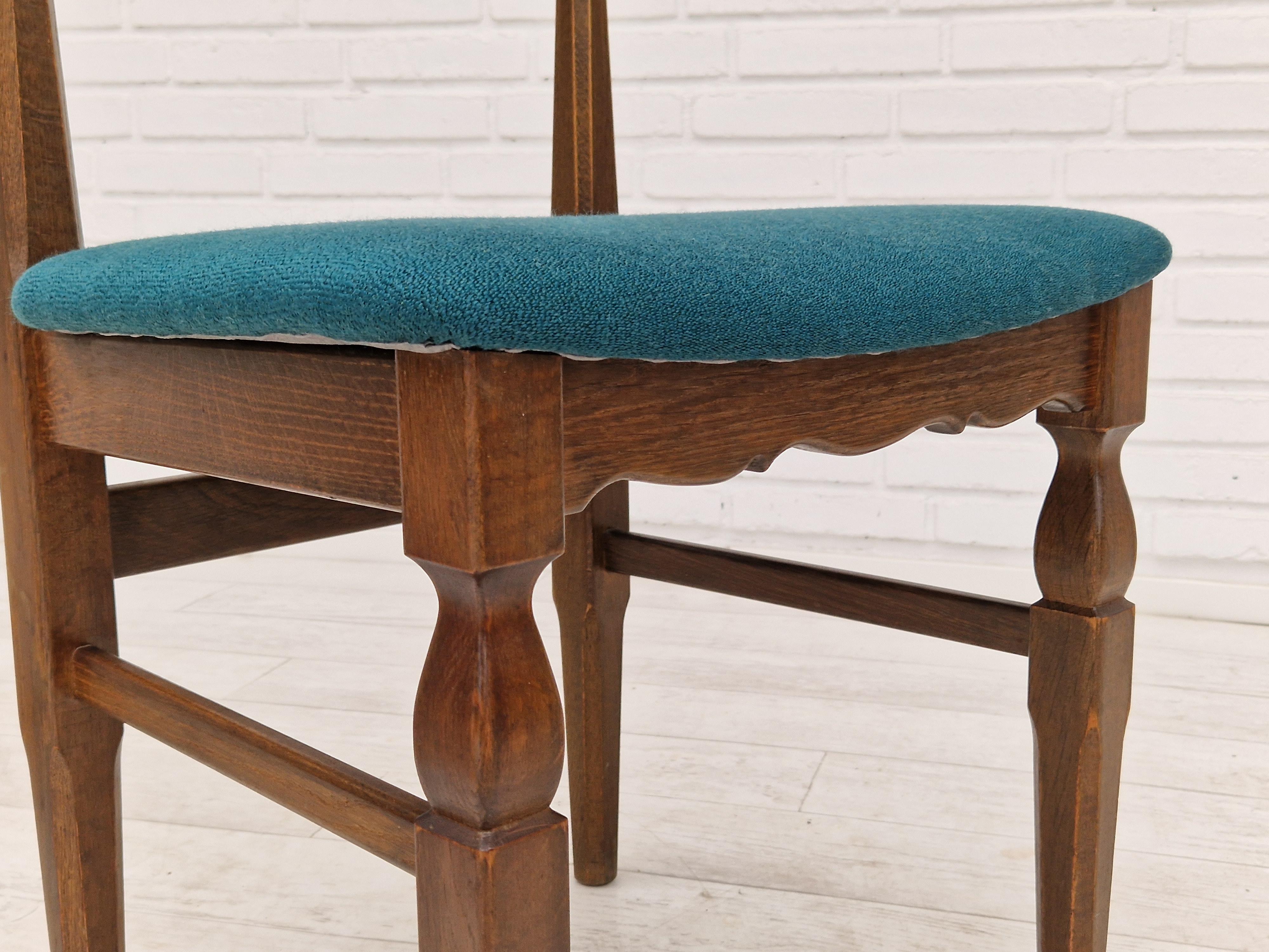 1960s, Danish Design by Henning Kjærnulf, Pair of Chairs, Wool, Oak Wood 6