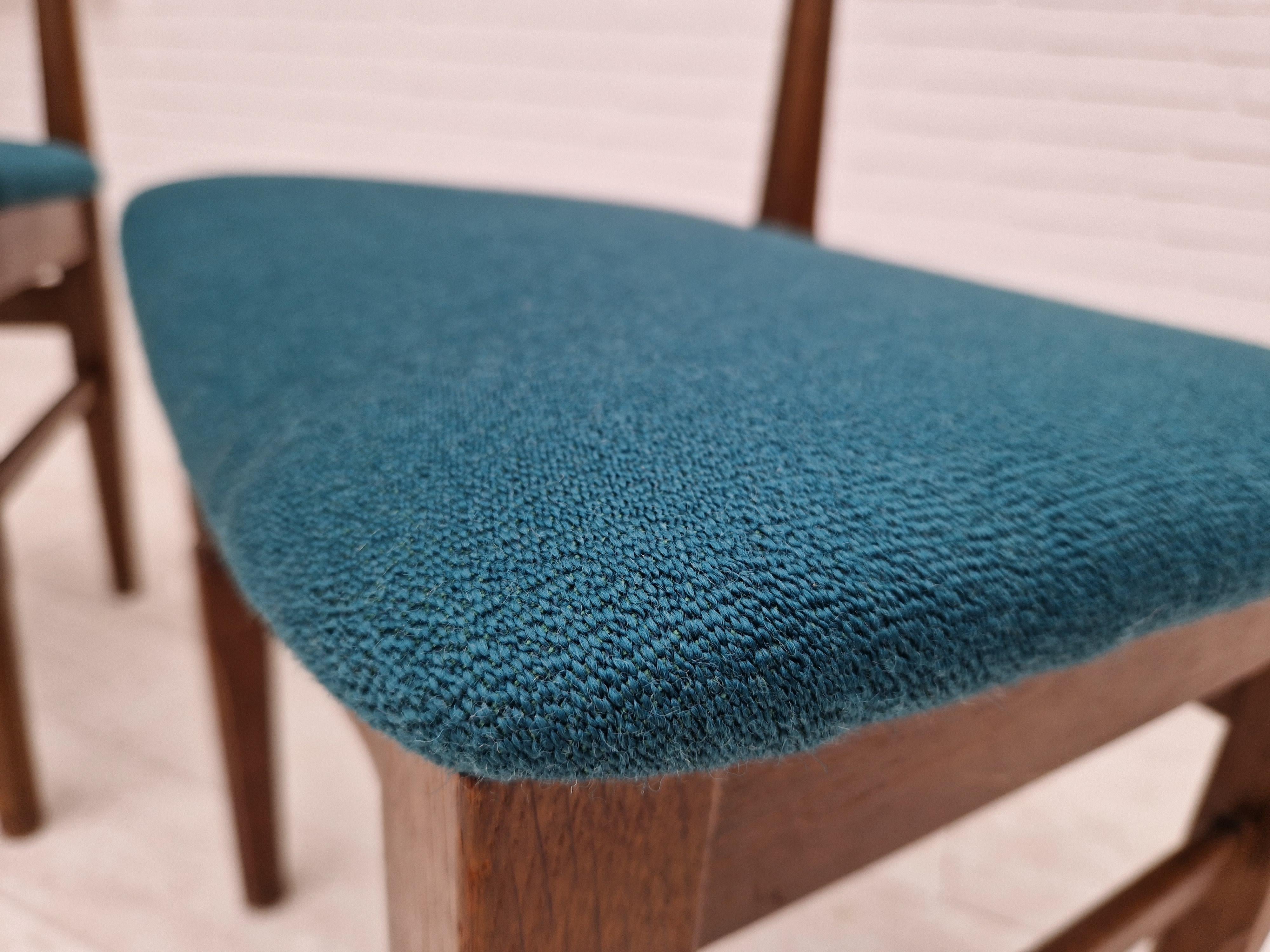 1960s, Danish Design by Henning Kjærnulf, Pair of Chairs, Wool, Oak Wood 7