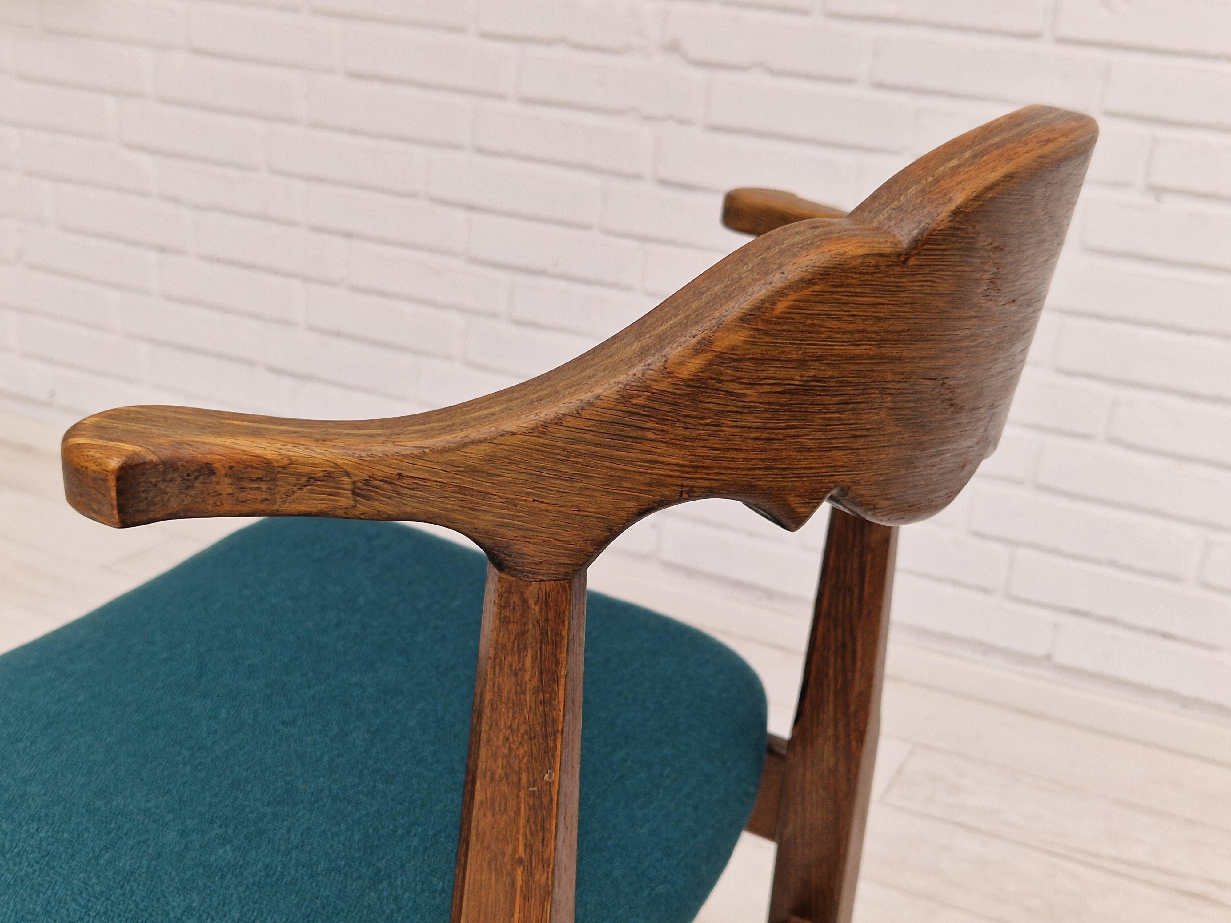 1960s, Danish Design by Henning Kjærnulf, Pair of Chairs, Wool, Oak Wood 8