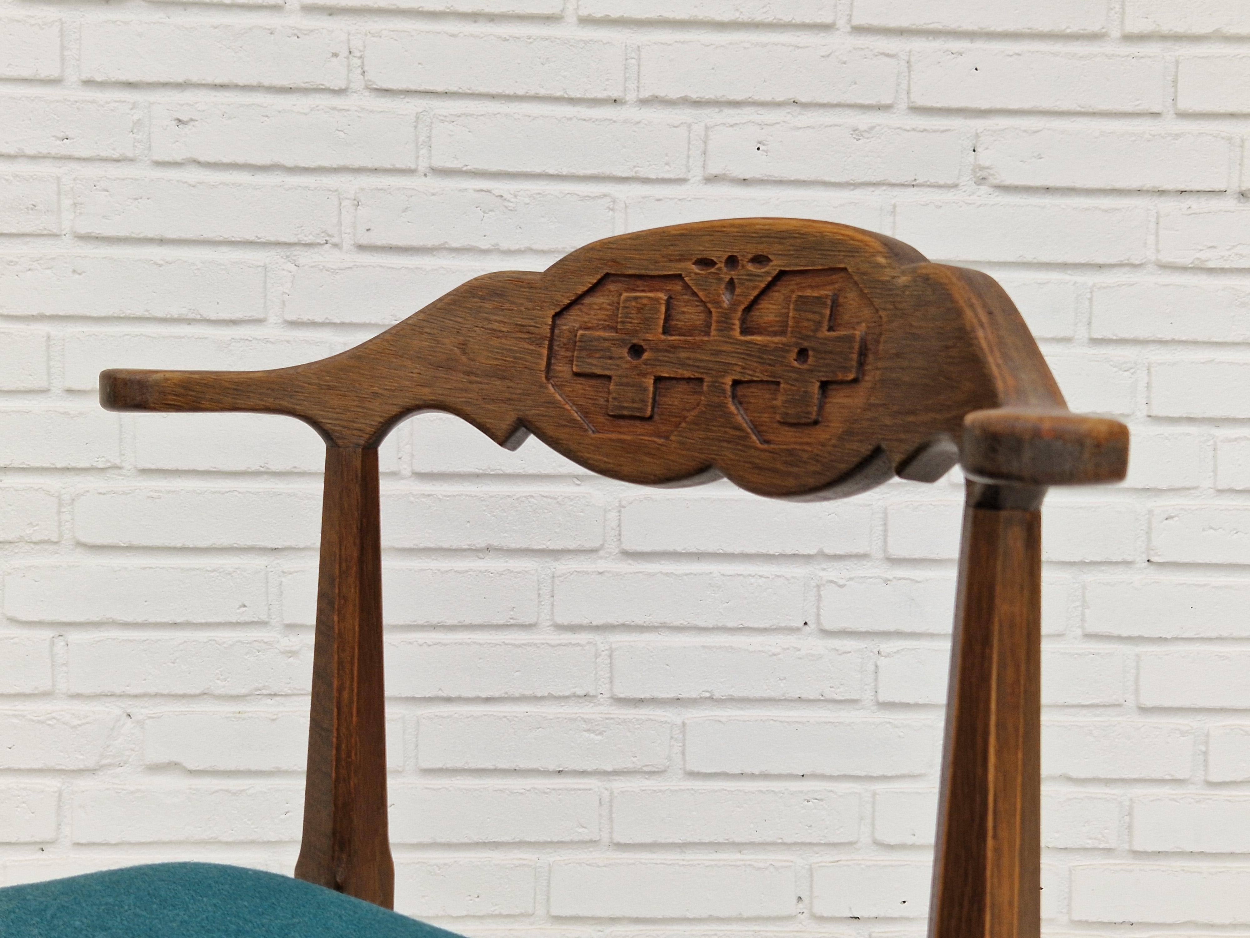 1960s, Danish Design by Henning Kjærnulf, Pair of Chairs, Wool, Oak Wood 11