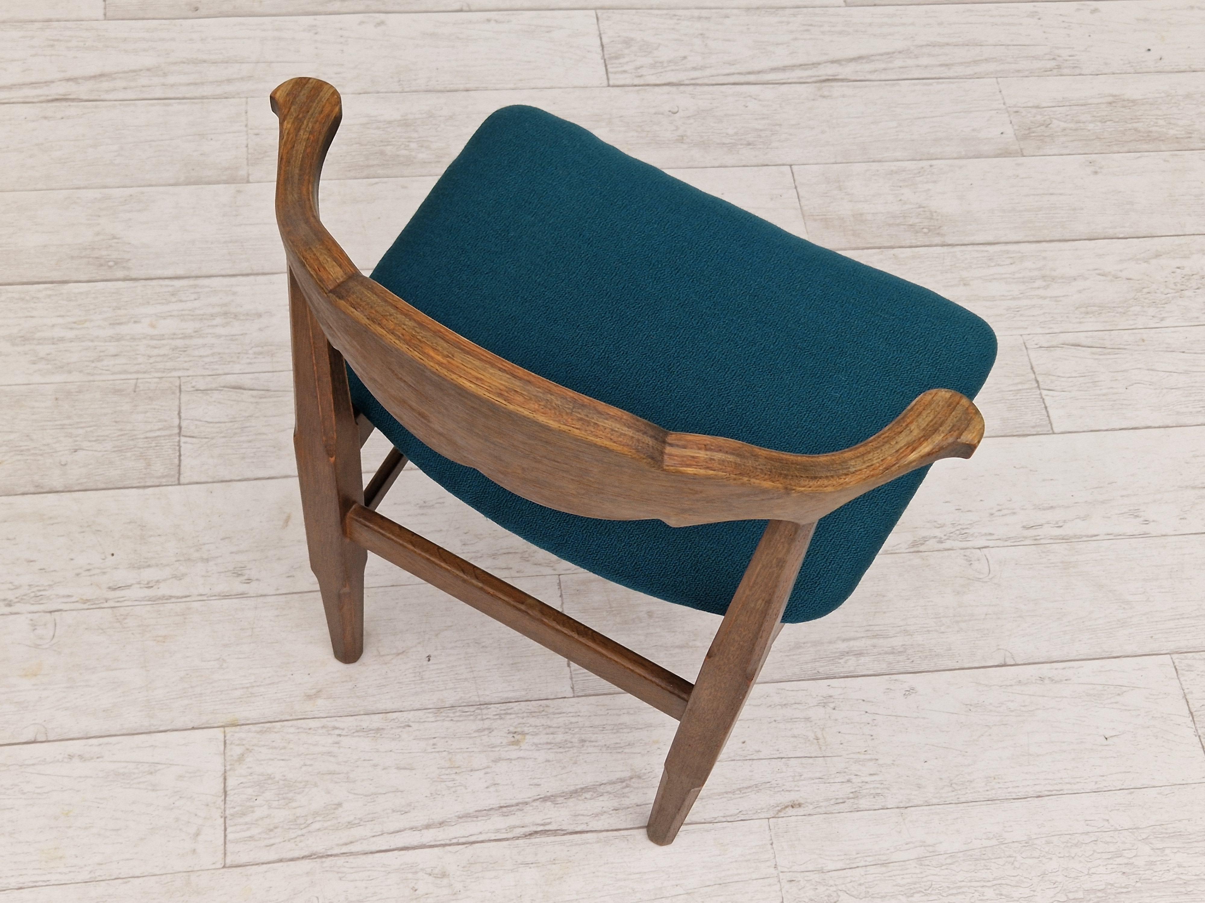 1960s, Danish Design by Henning Kjærnulf, Pair of Chairs, Wool, Oak Wood 2