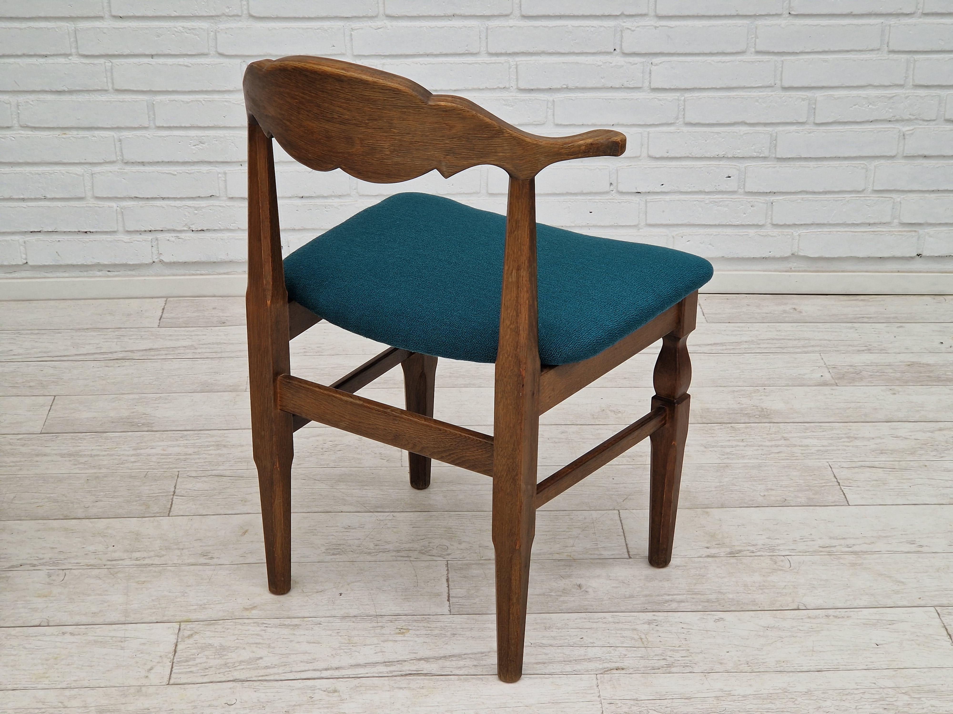 1960s, Danish Design by Henning Kjærnulf, Pair of Chairs, Wool, Oak Wood 3