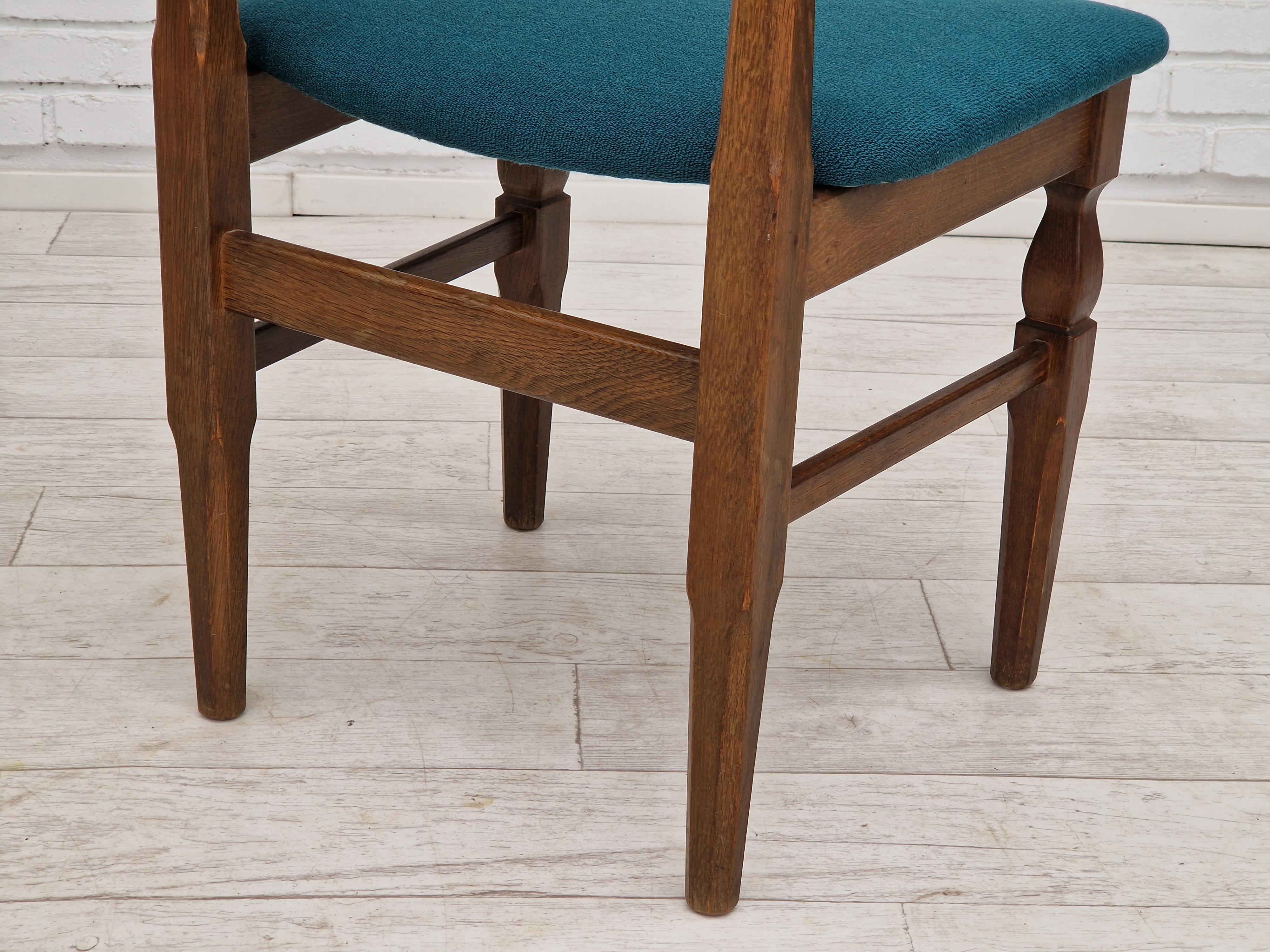 1960s, Danish Design by Henning Kjærnulf, Pair of Chairs, Wool, Oak Wood 4