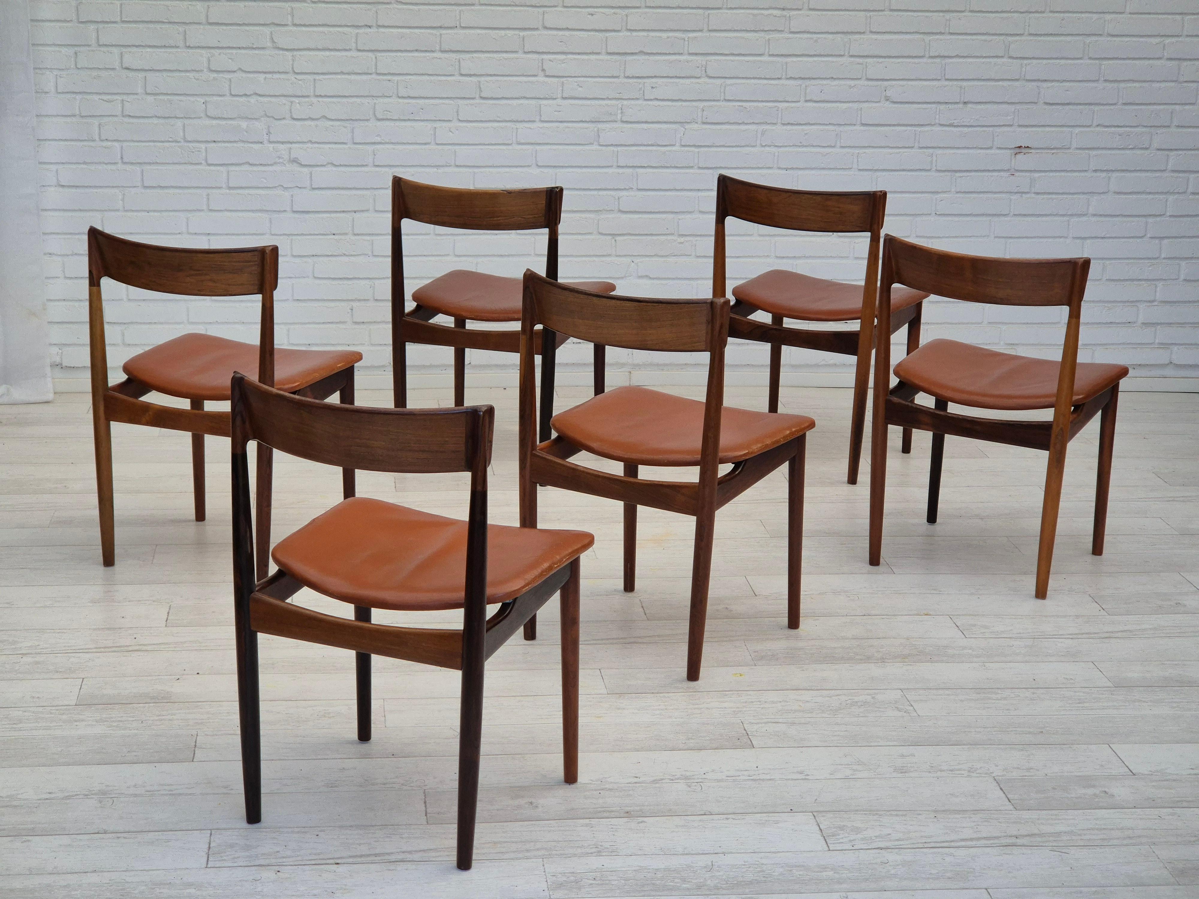 Scandinavian Modern 1960s, Danish design by Henry Rosengren Hansen, set of 6 rosewood dinning chairs