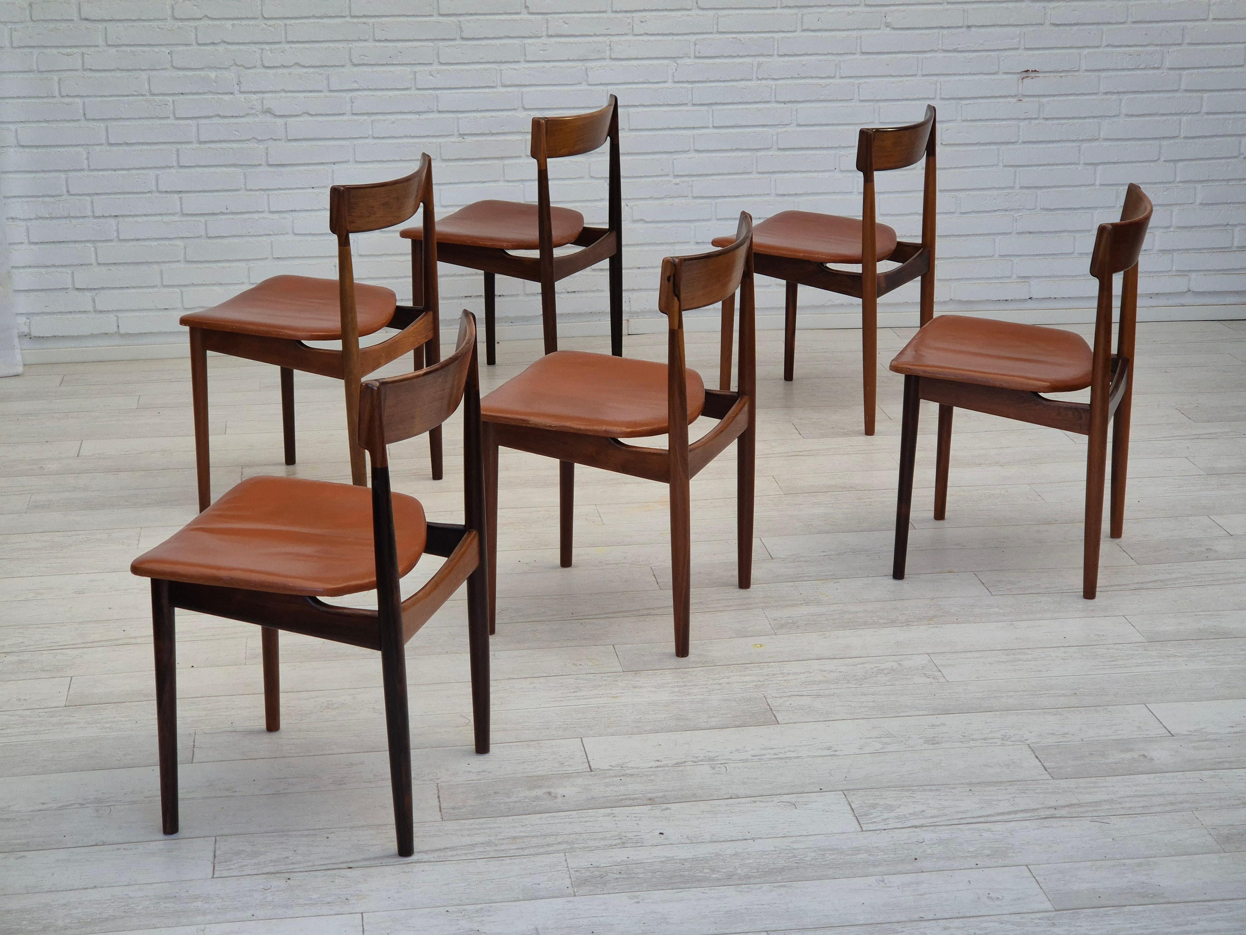1960s, Danish design by Henry Rosengren Hansen, set of 6 rosewood dinning chairs In Good Condition In Tarm, 82