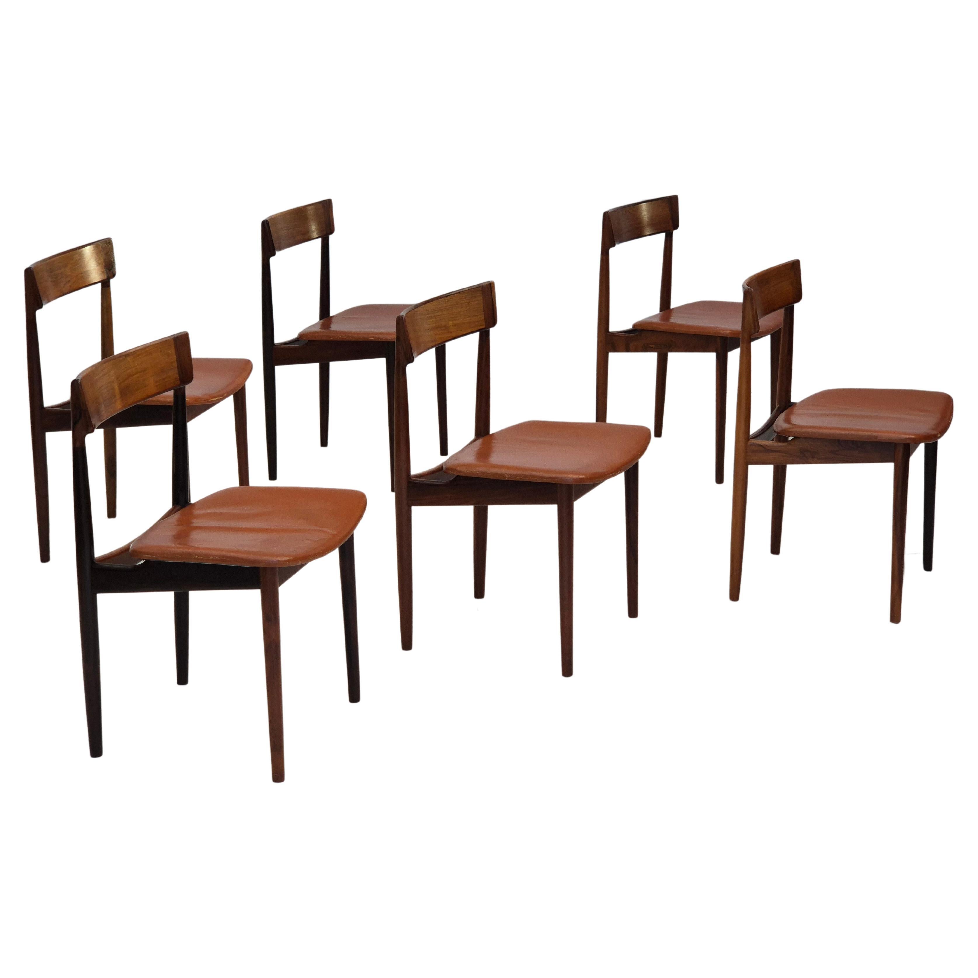 1960s, Danish design by Henry Rosengren Hansen, set of 6 rosewood dinning chairs