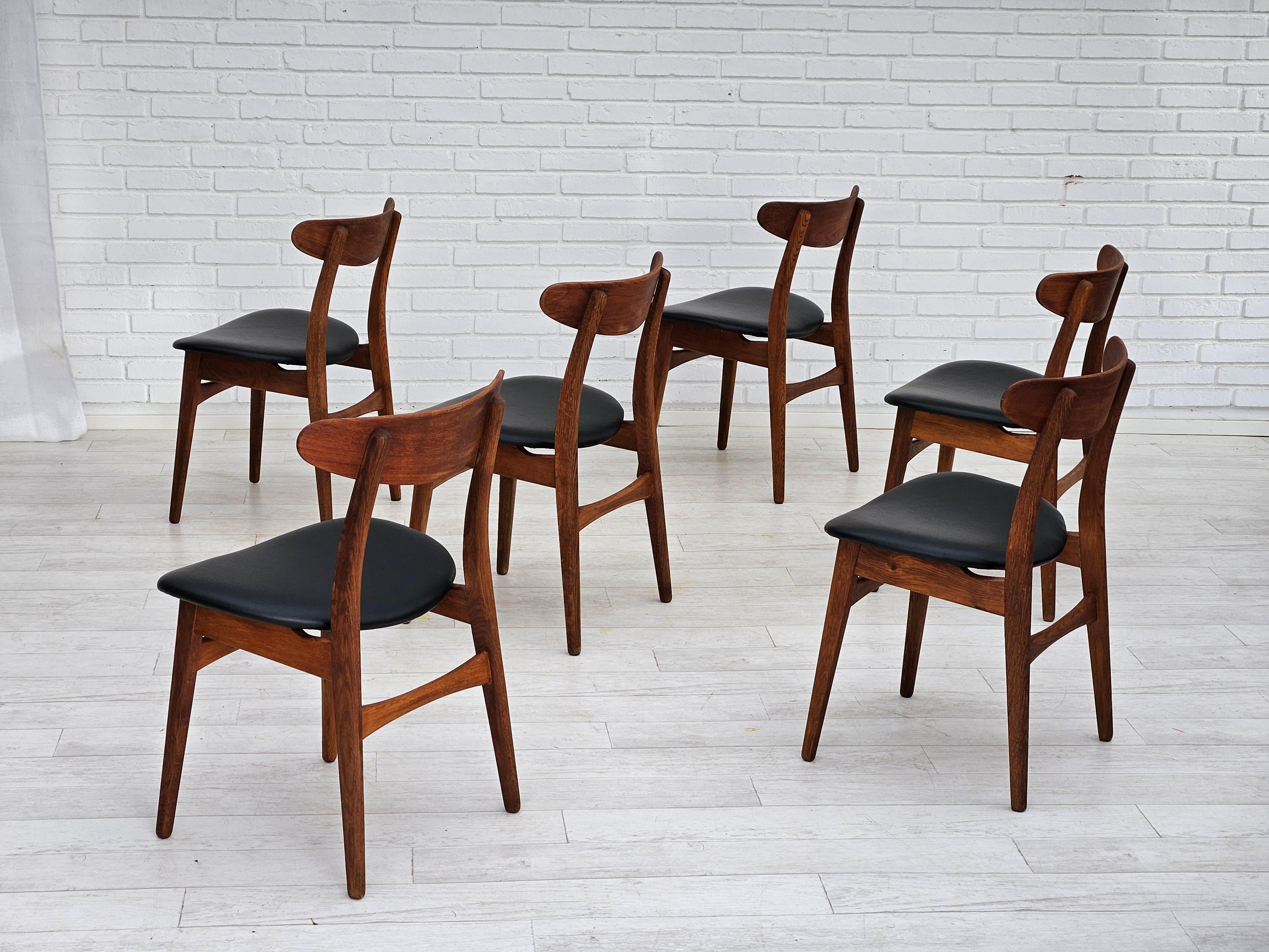 Mid-20th Century 1960s, Danish design by H.J.Wegner, set of 6 dining chairs model nr.30.