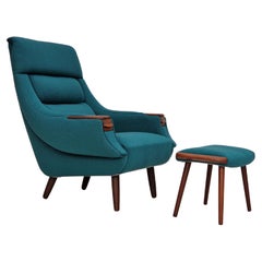 1960s, Danish Design by H.W.Klein, Refurbished Armchair, Footstool