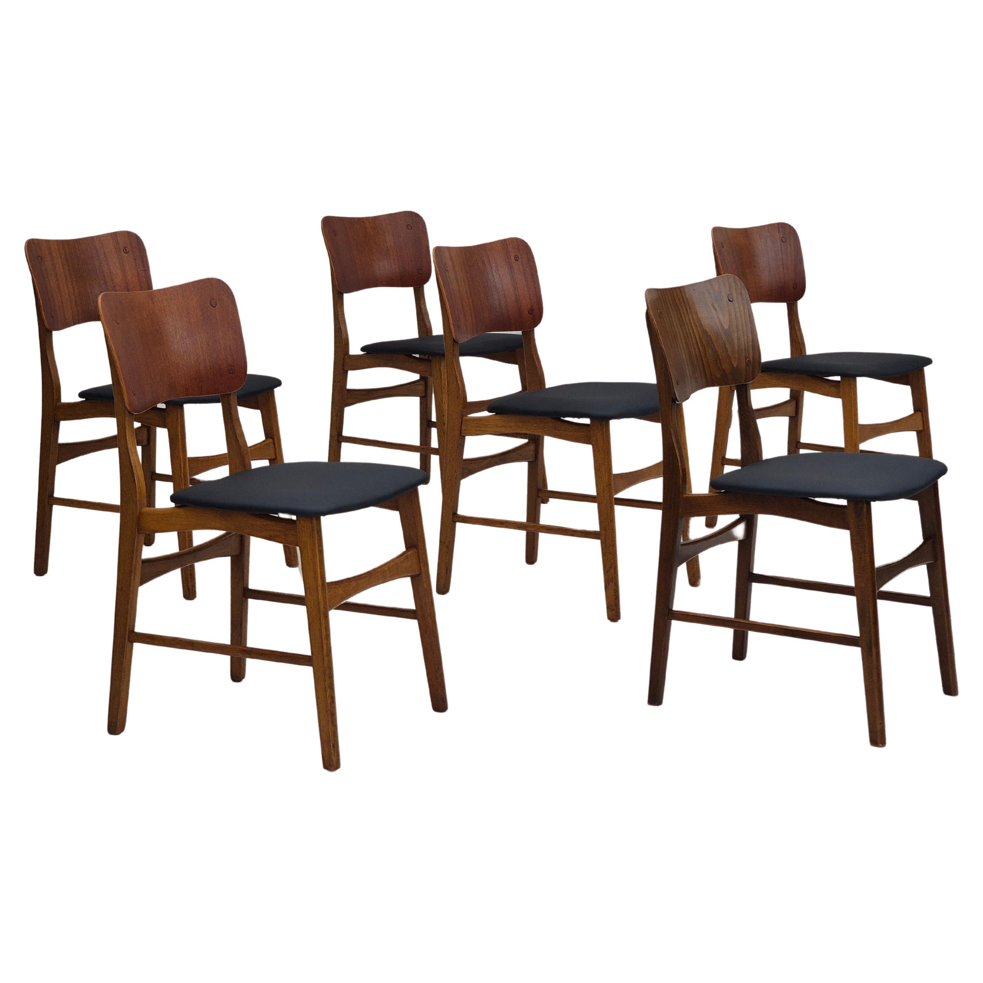 1960s, Danish design by Ib Kofod Larsen, Christensen & Larsen, set of chairs.