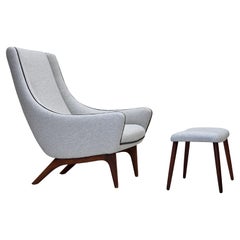 1960s, Danish design by Illum Wikkelsø, model ML 140 with stool, reupholstered.