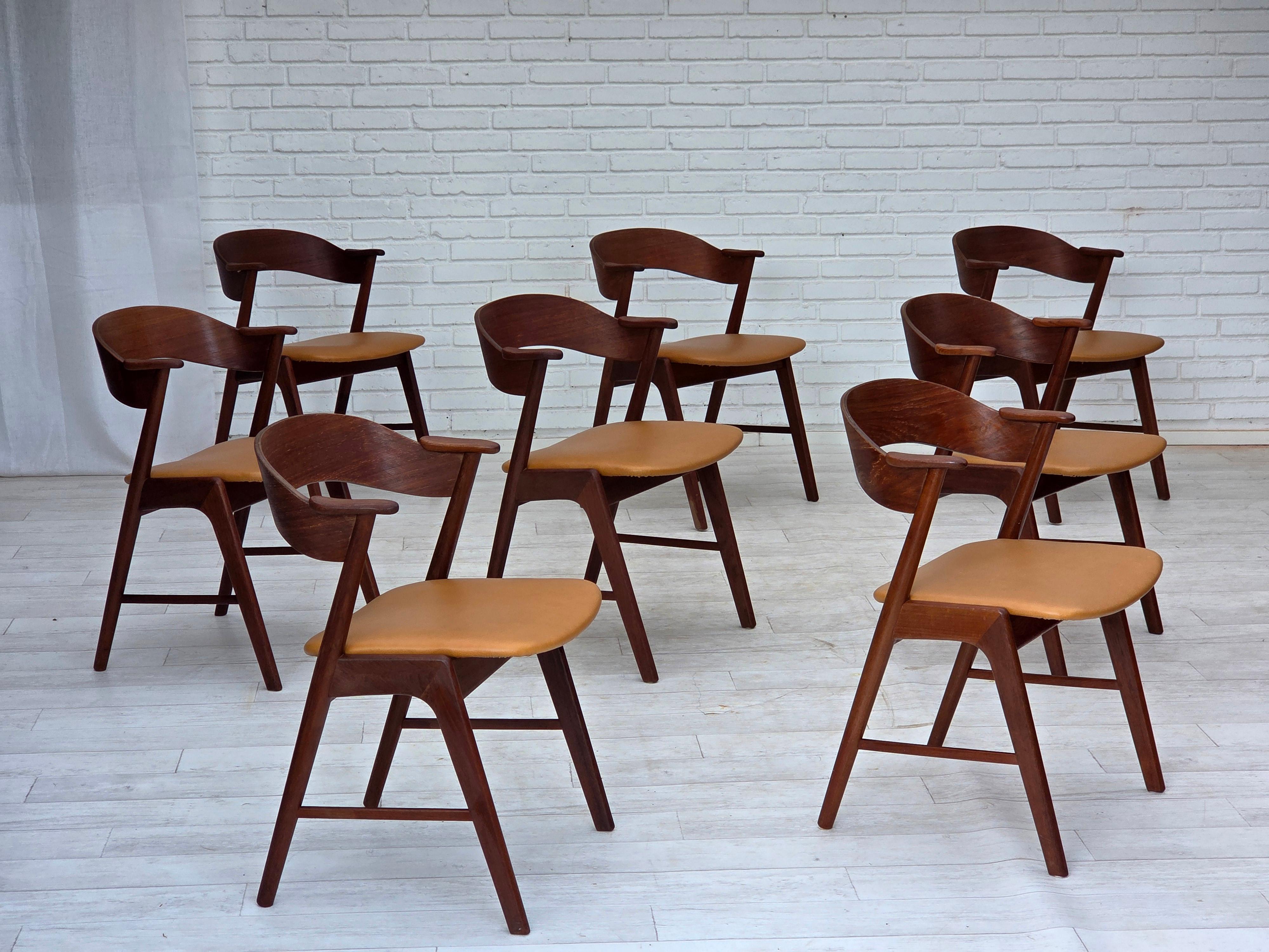 1960s, Danish design by Kai Kristensen, model 32, set of 8 dinning chairs. 2