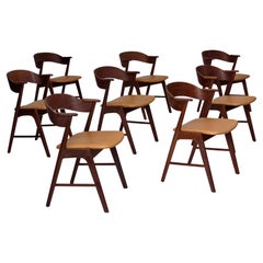 Années 1960, design danois de Kai Kristensen, modèle 32, ensemble de 8 chaises de salle à manger