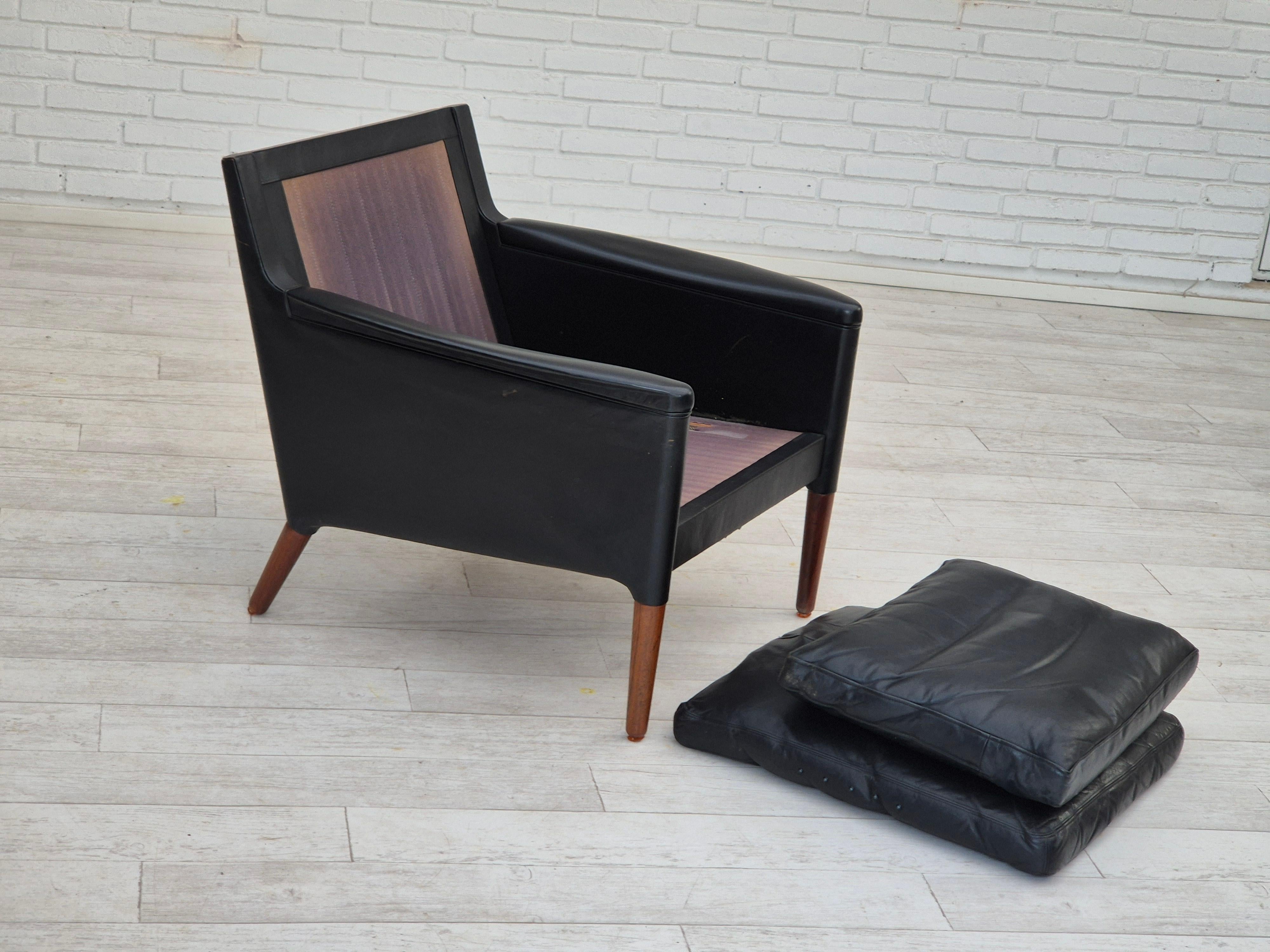 1960s, Danish design by Kurt Østervig, lounge chair model 55, leather, rosewood. For Sale 8