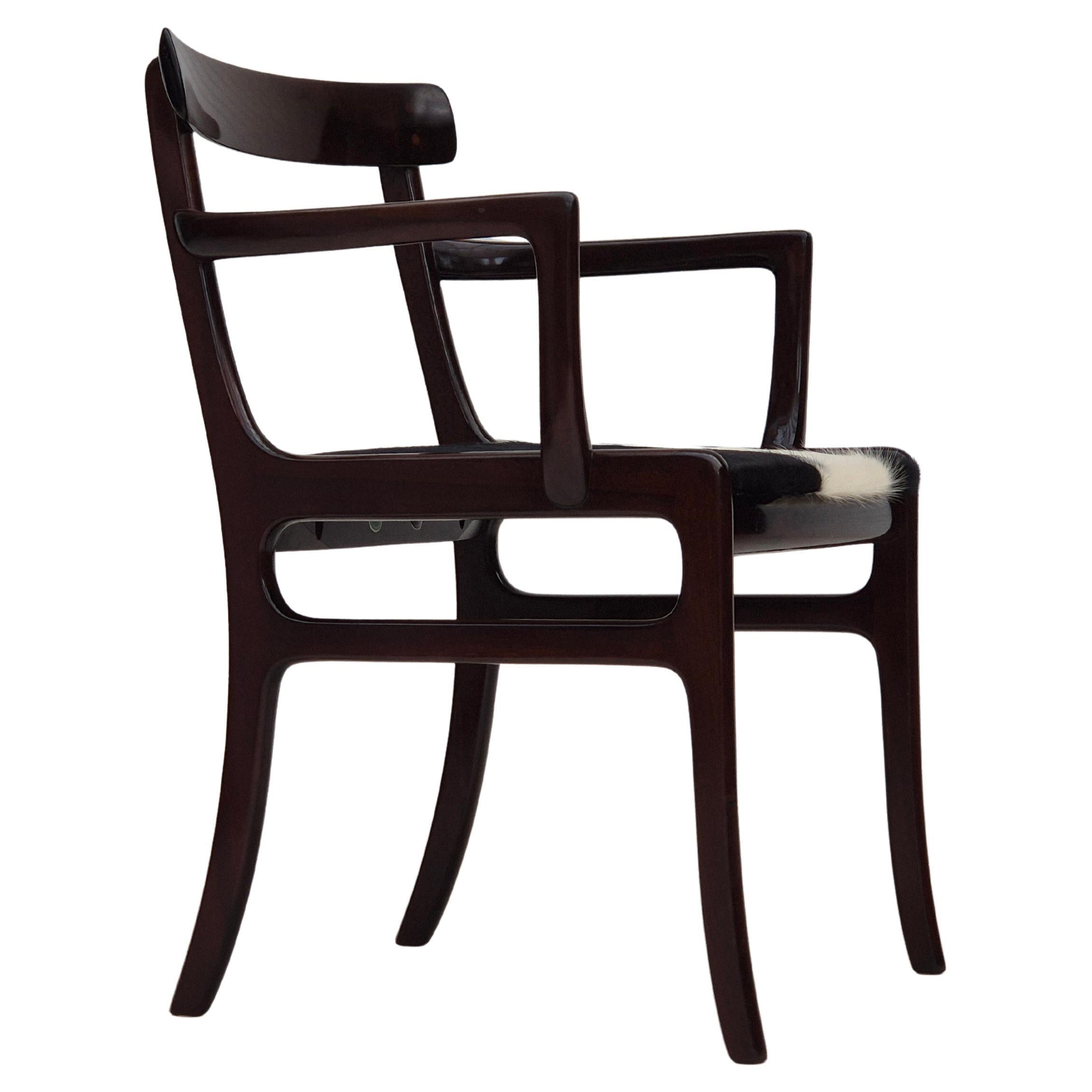 1960s, Danish design by Ole Wanscher, armchair, cowhide, reupholstered.