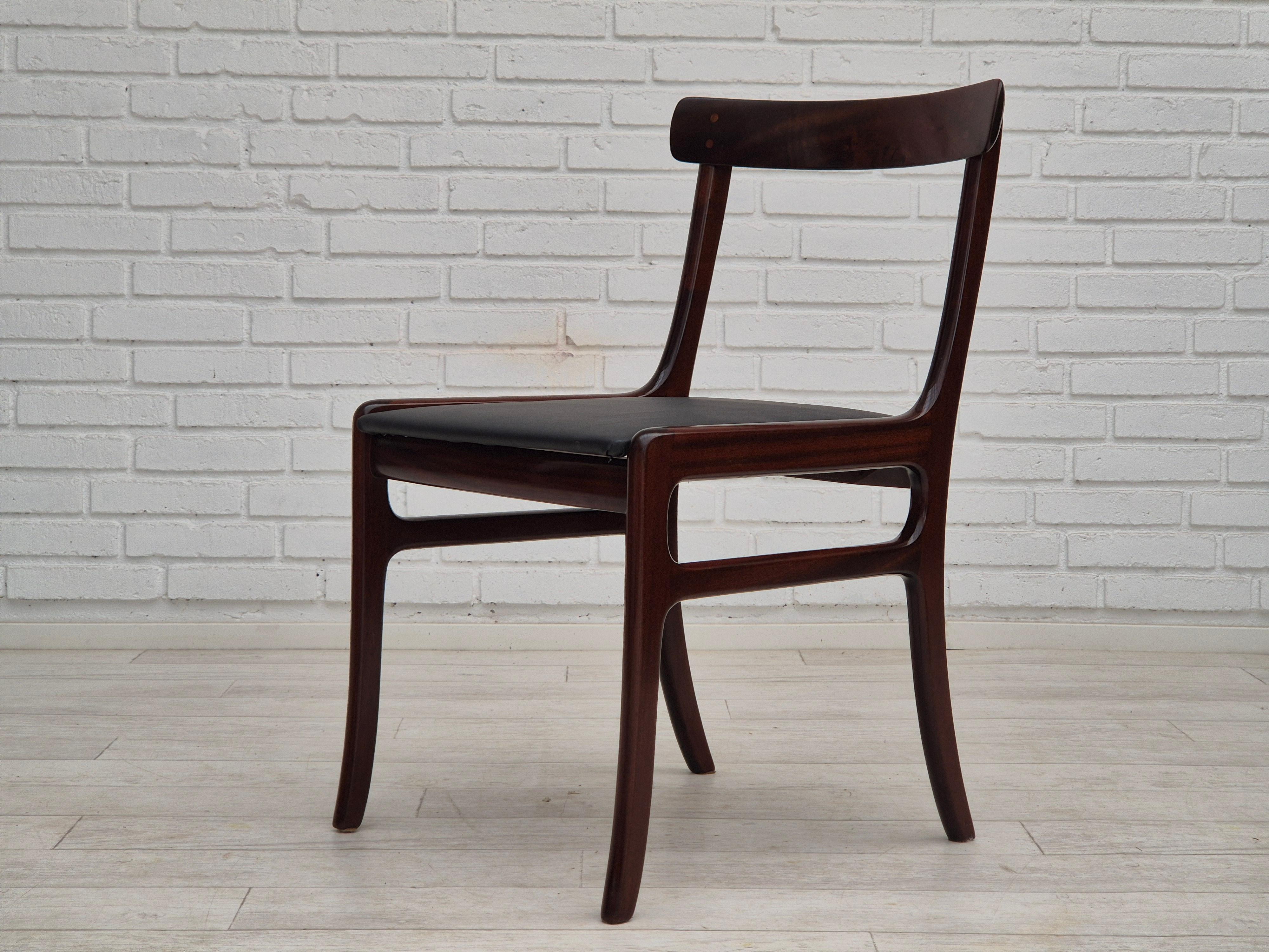 Satz von 4 Esszimmerstühlen, dänisches Design von Ole Wanscher, 1960er Jahre, neu gepolstert. im Angebot 13