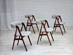 1960s, Danish design by Th.Harlev, model 205, set of 4 reupholstered chairs.