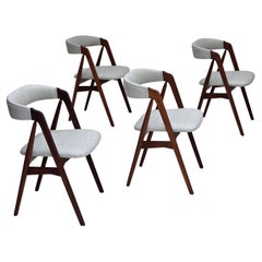 1960s, Danish design by Th.Harlev, model 205, set of 4 reupholstered chairs.