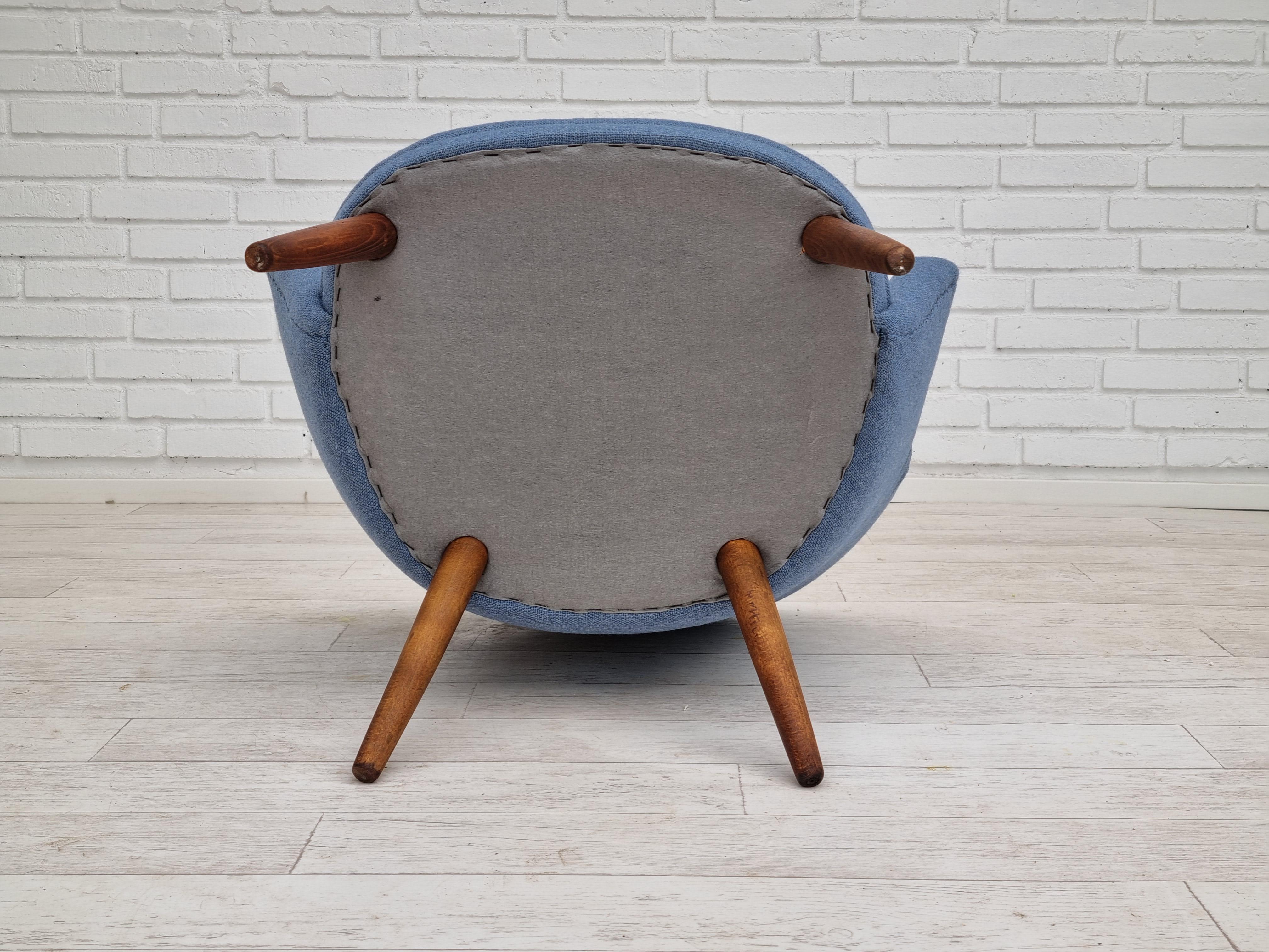 1960s, Danish Design, Completely Reupholst Lounge Chair, Camira Furniture Wool For Sale 9