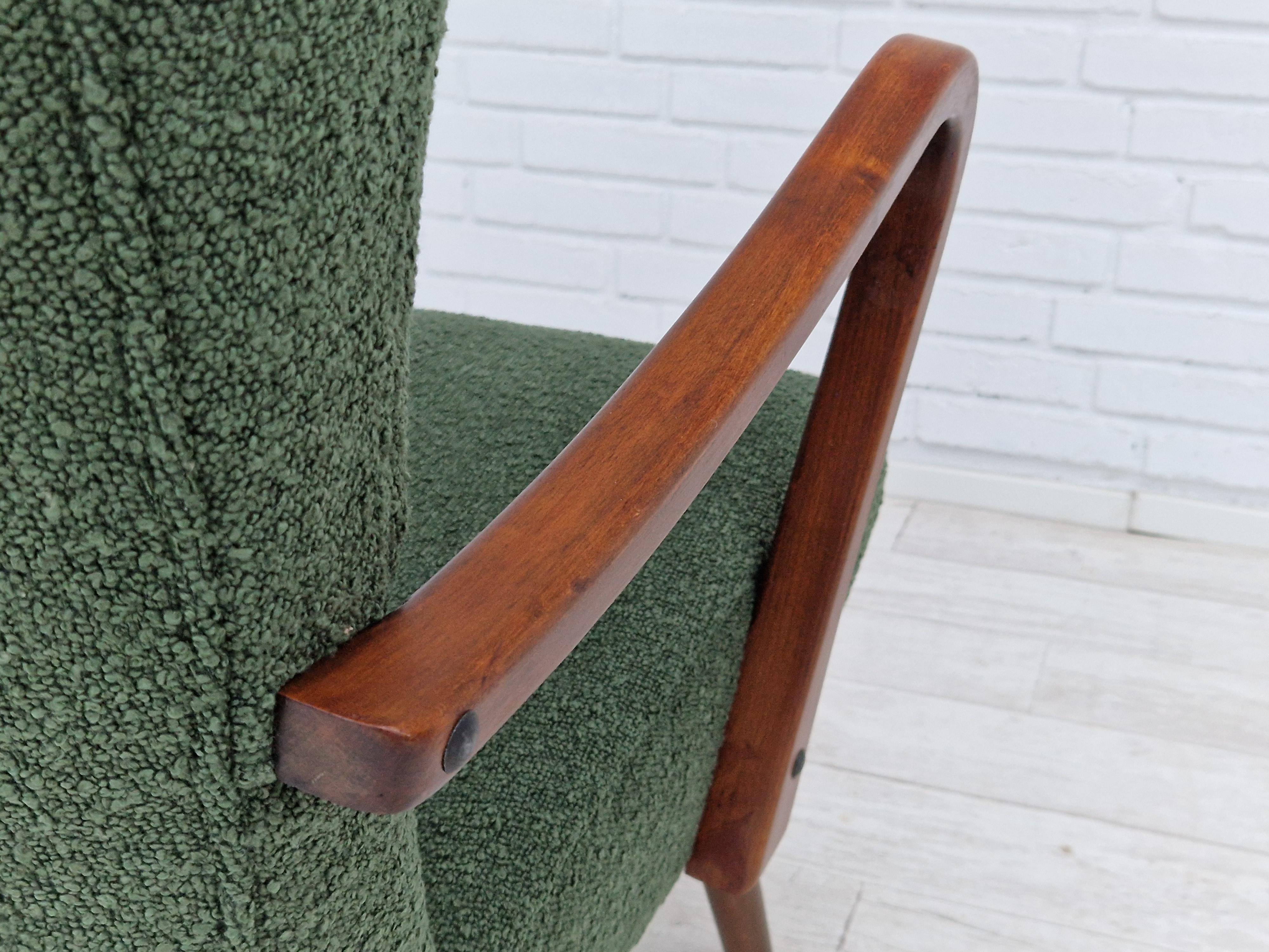 1960s, Danish Design, Ear Flap Armchair, Bottle Green Fabric 6