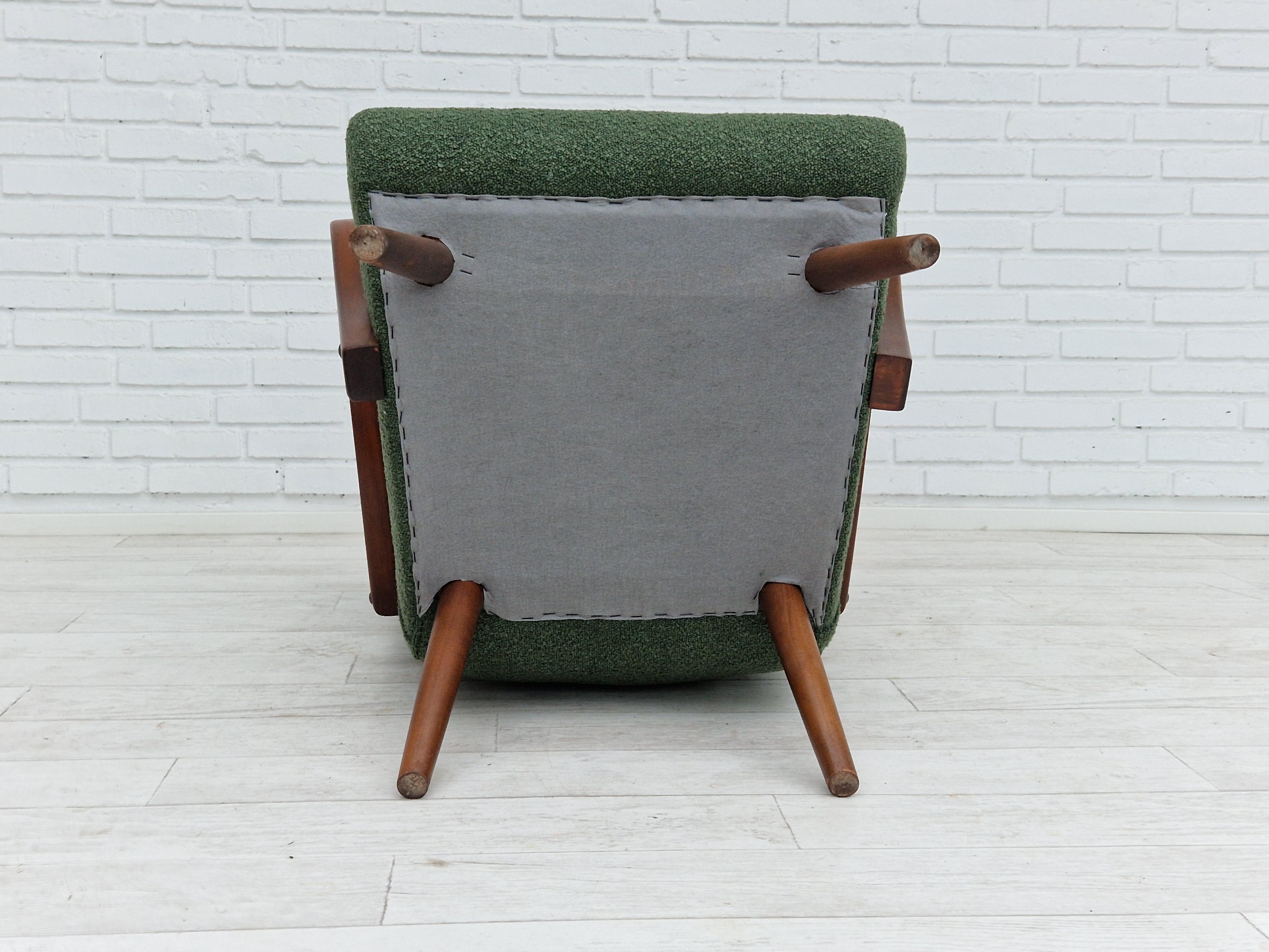 1960s, Danish Design, Ear Flap Armchair, Bottle Green Fabric 10