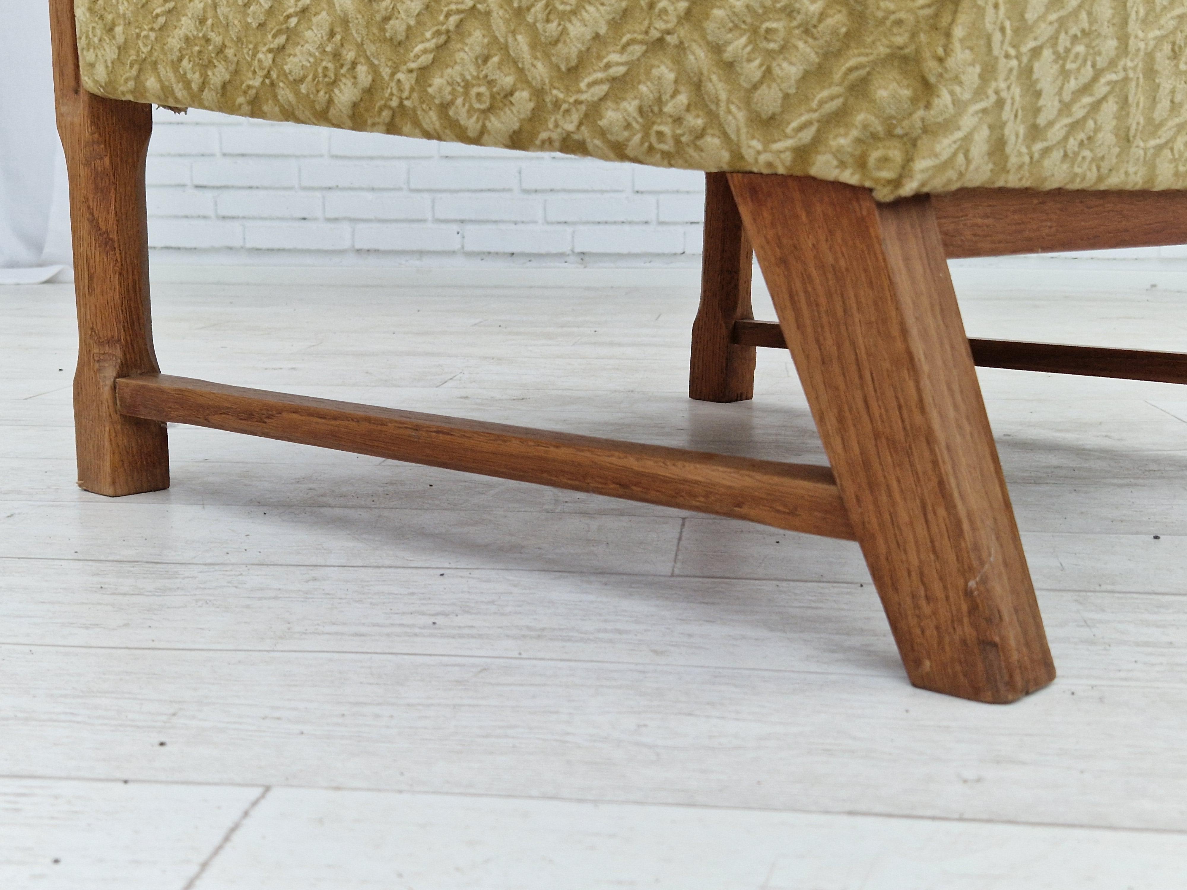 1960s, Danish design, highback armchair, furniture fabric, oak wood. For Sale 7