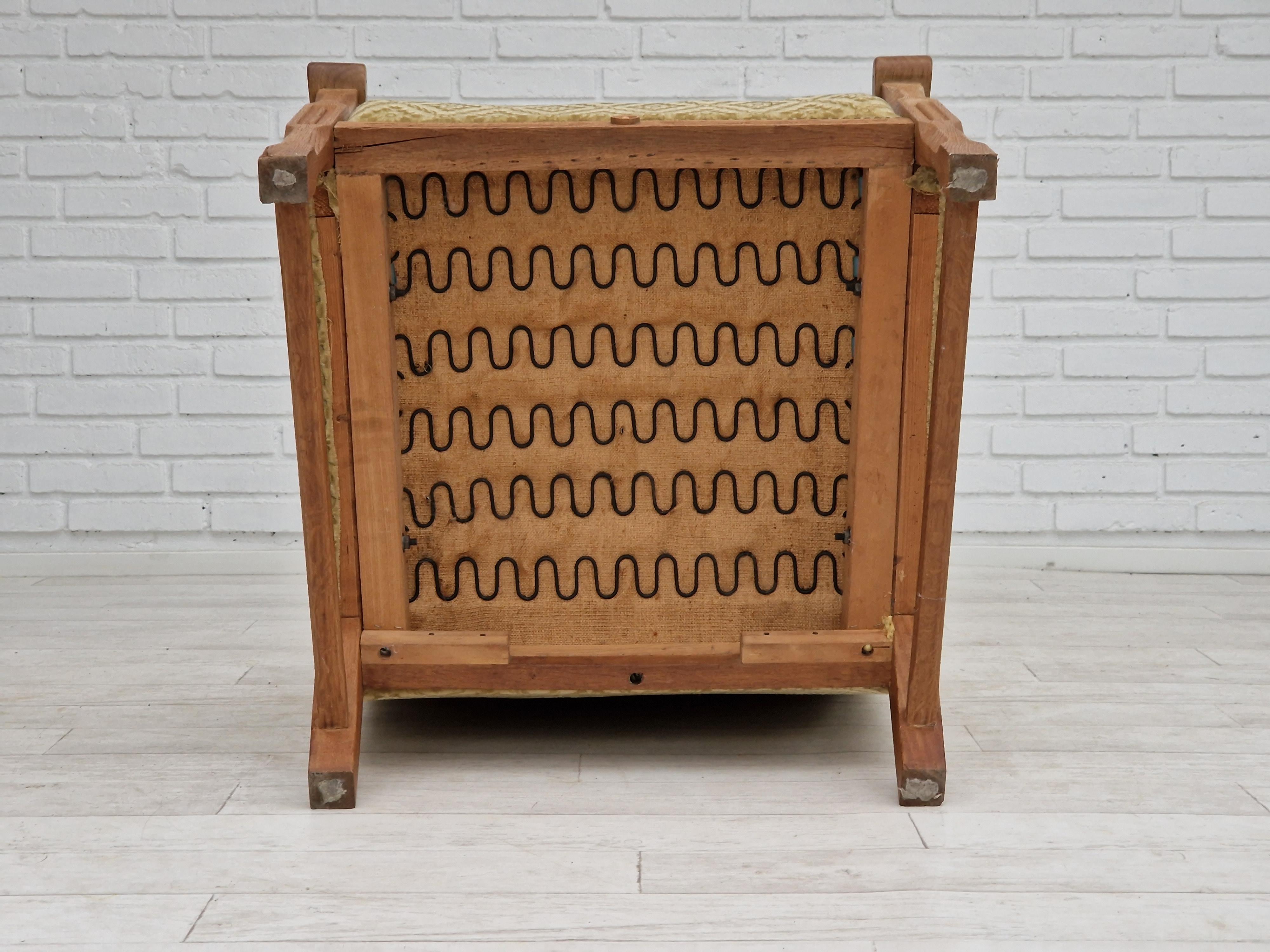 1960s, Danish design, highback armchair, furniture fabric, oak wood. For Sale 9